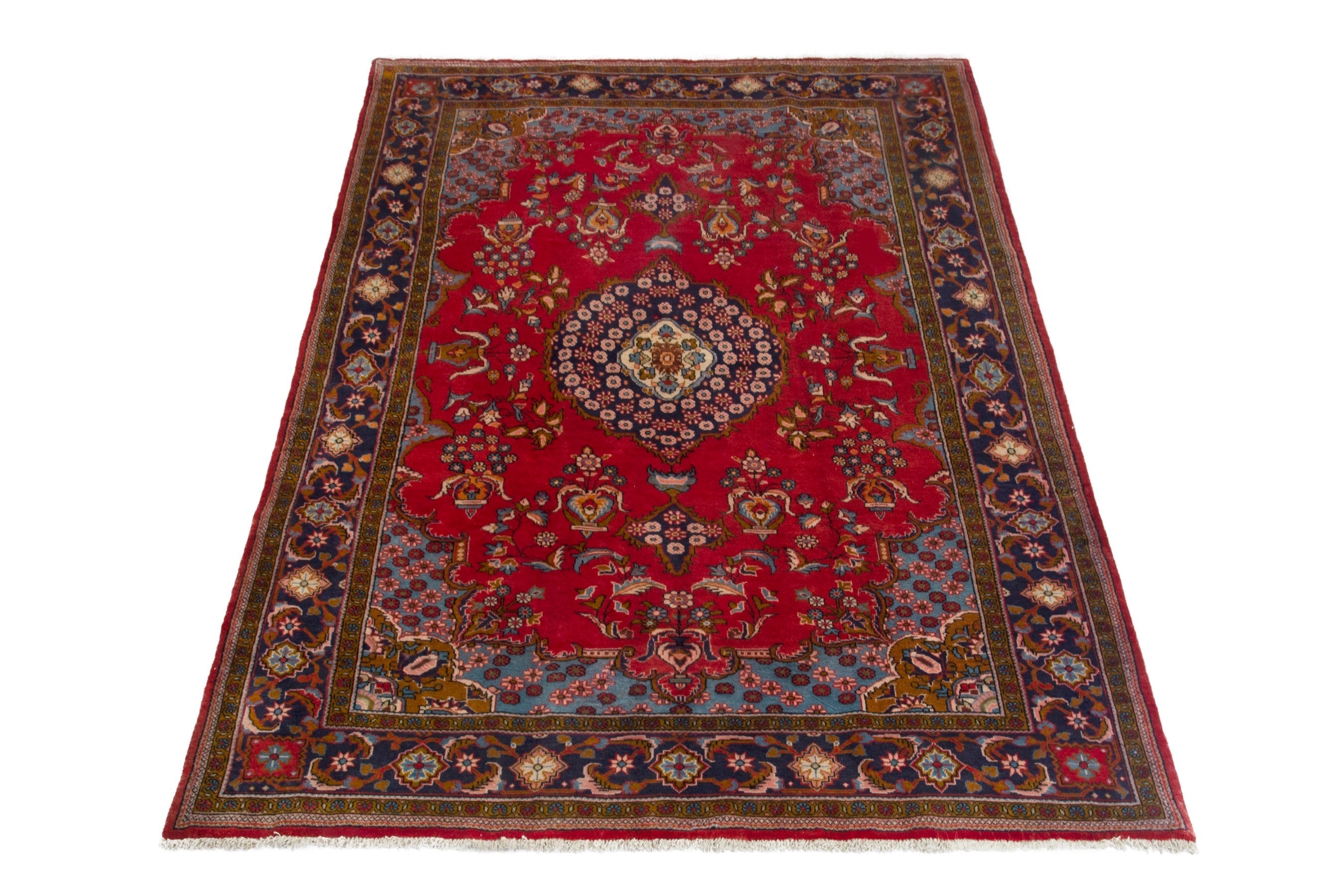 Persian Vist oversized rug in deep red and dark blue, view 3 of 18