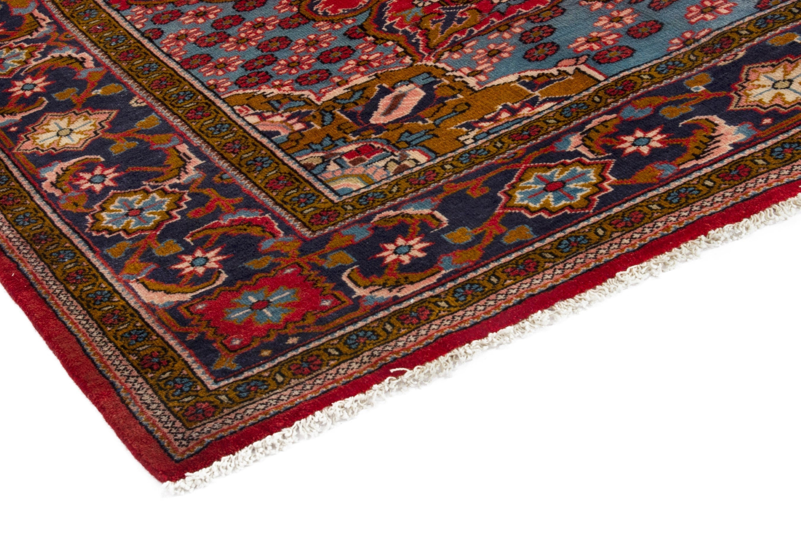 Persian Vist oversized rug in deep red and dark blue, view 4 of 18