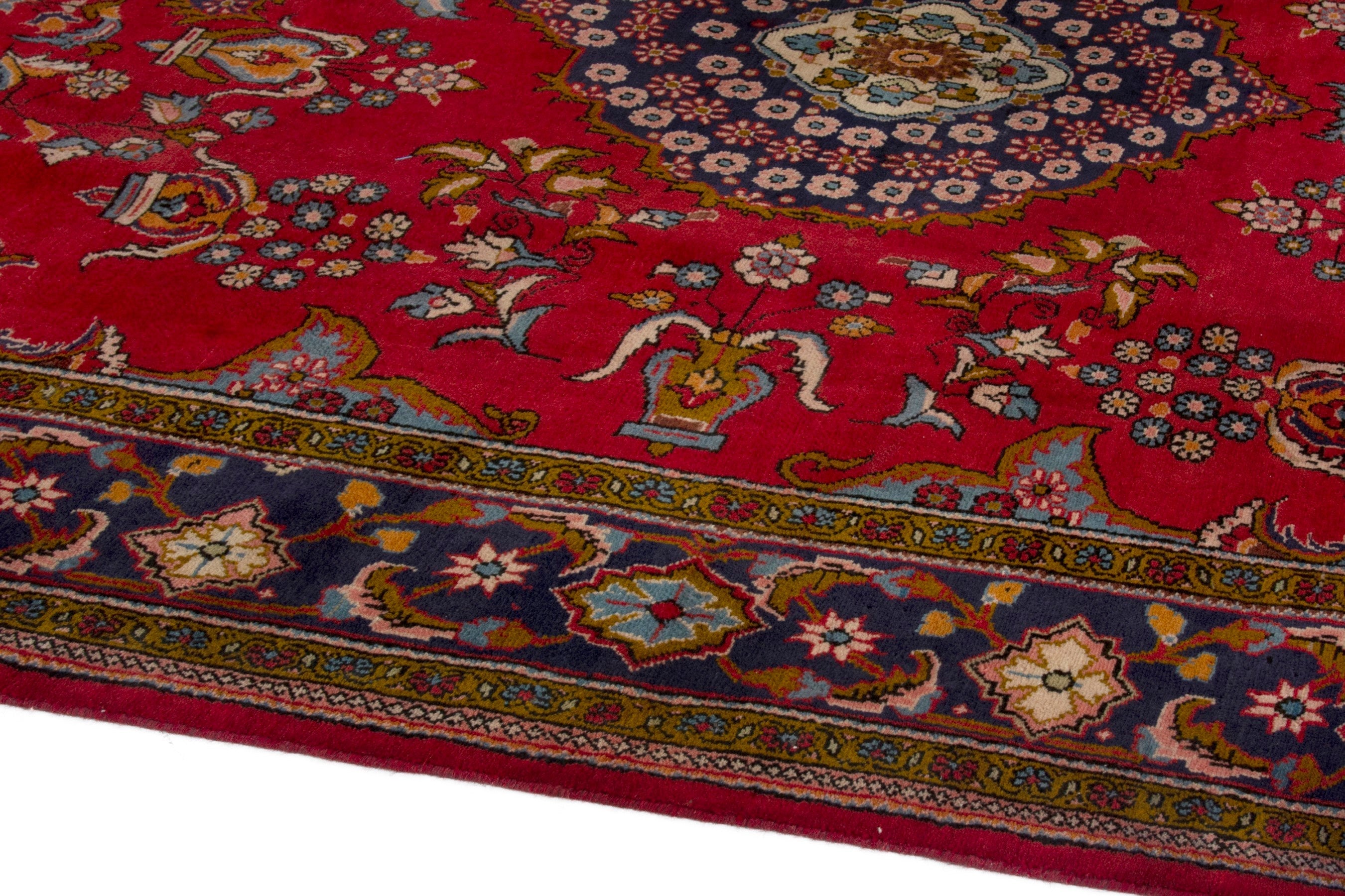 Persian Vist oversized rug in deep red and dark blue, view 5 of 18