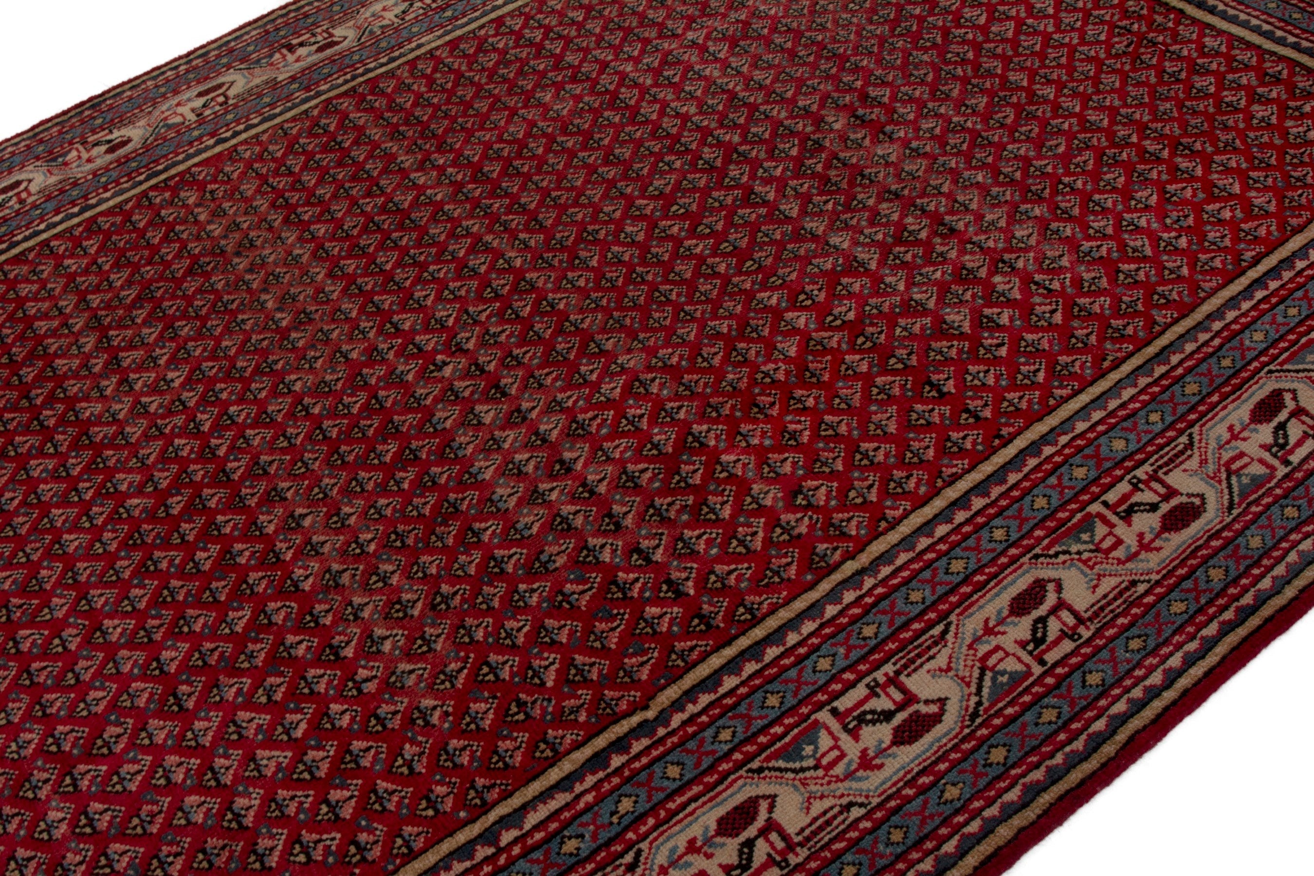 Persian Arak oversized rug in deep red and burgundy, view 8 of 18
