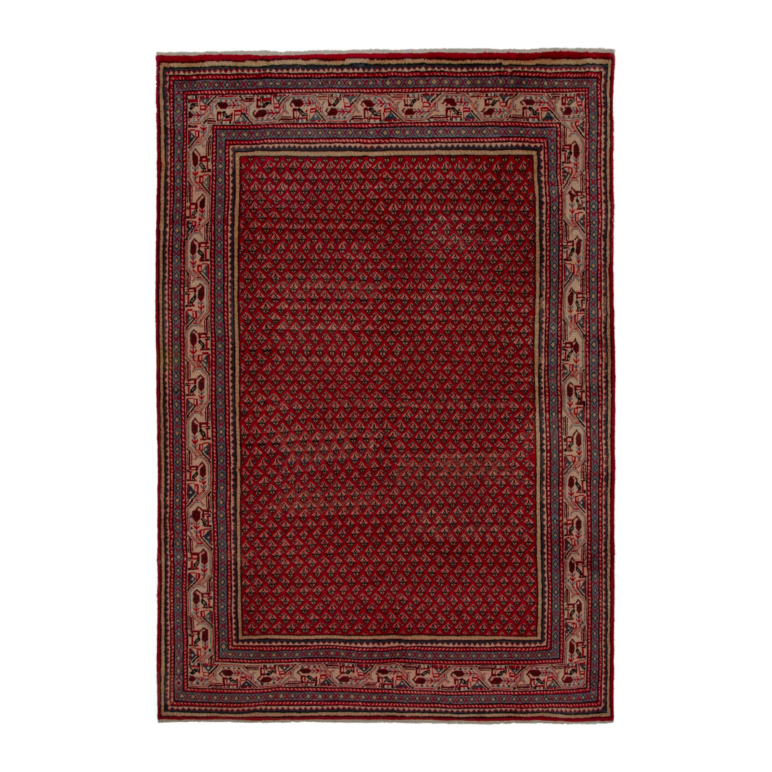 Persian Arak oversized rug in deep red and burgundy, 7'3" x 10'11"