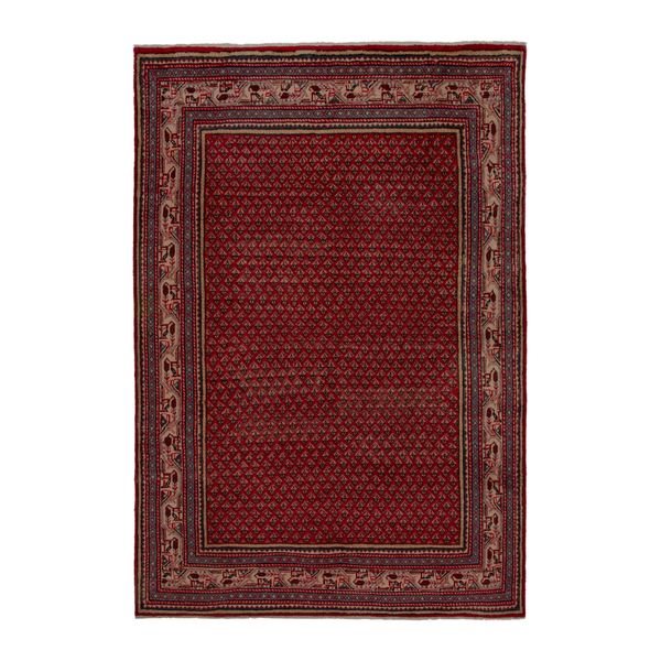 Persian Arak oversized rug in deep red and burgundy, 7'3" x 10'11"