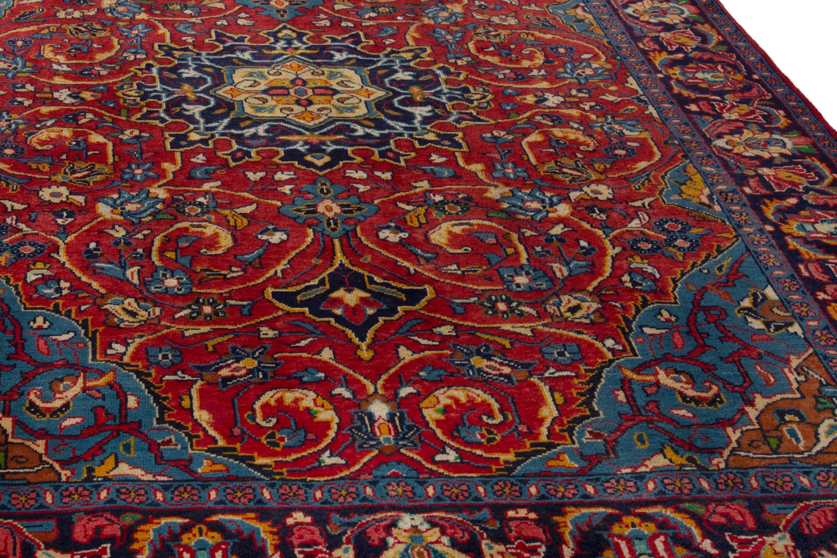 Persian Arak oversized rug in deep red and burgundy, view 7 of 20