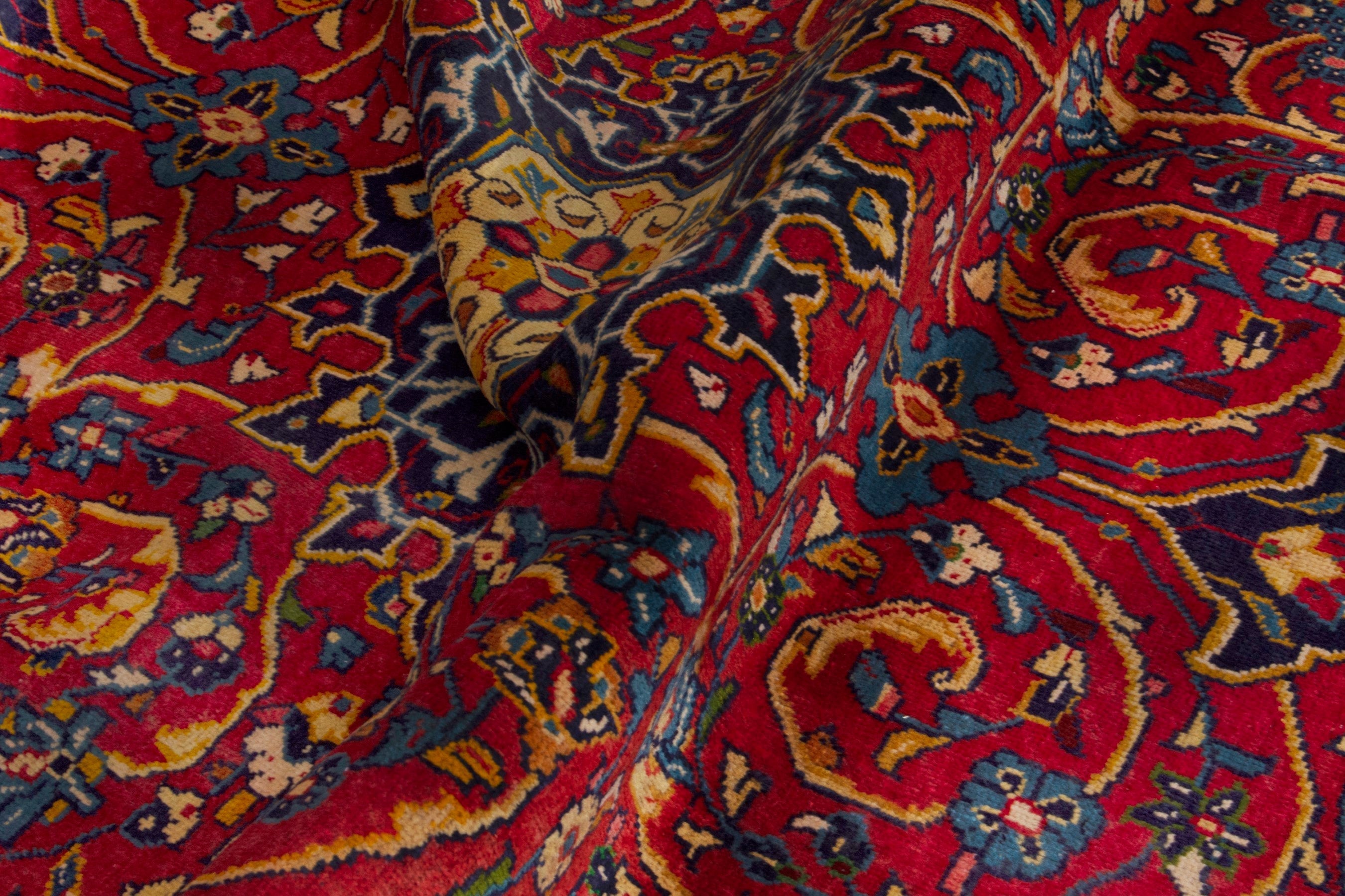 Persian Arak oversized rug in deep red and burgundy, view 19 of 20