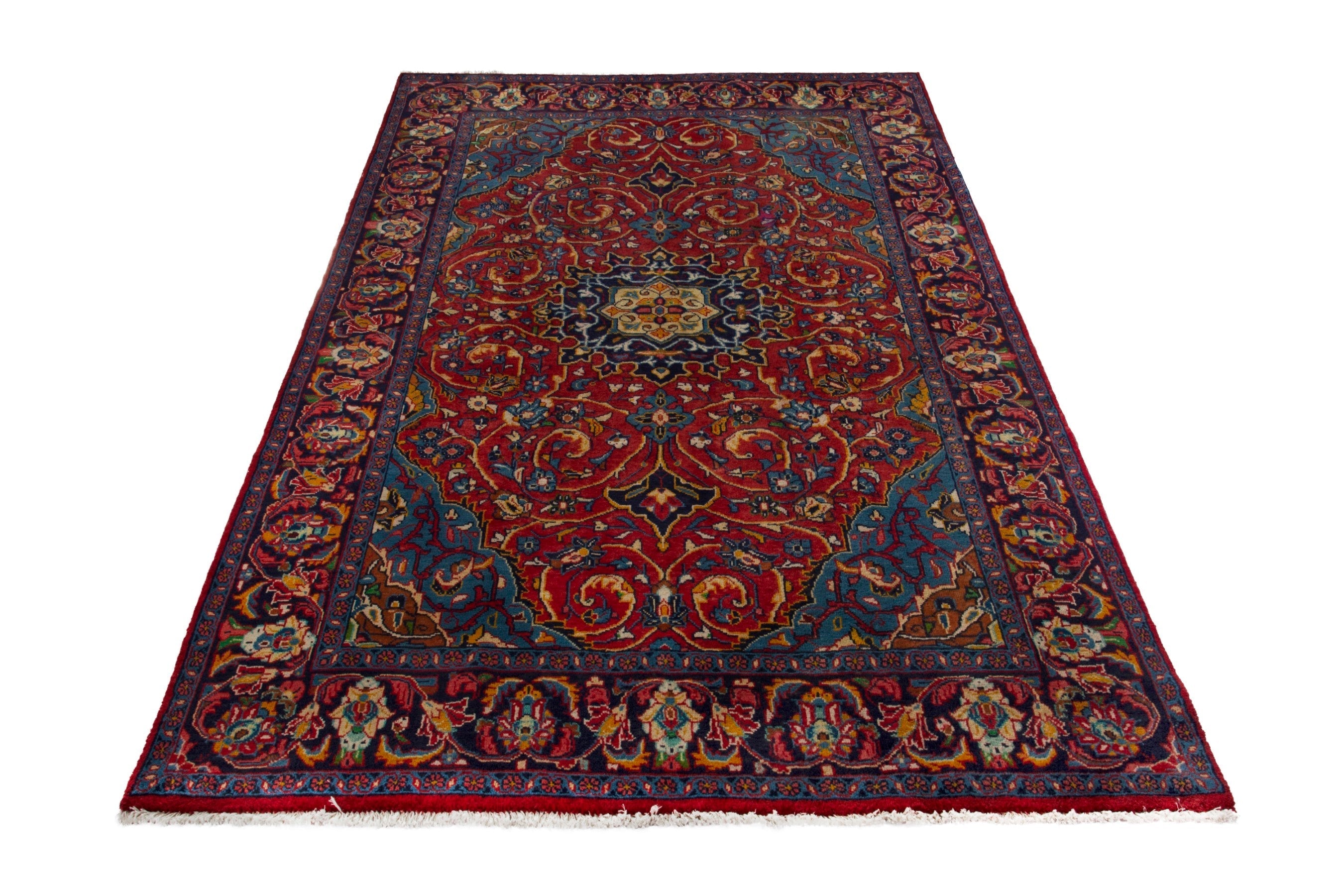 Persian Arak oversized rug in deep red and burgundy, view 3 of 20