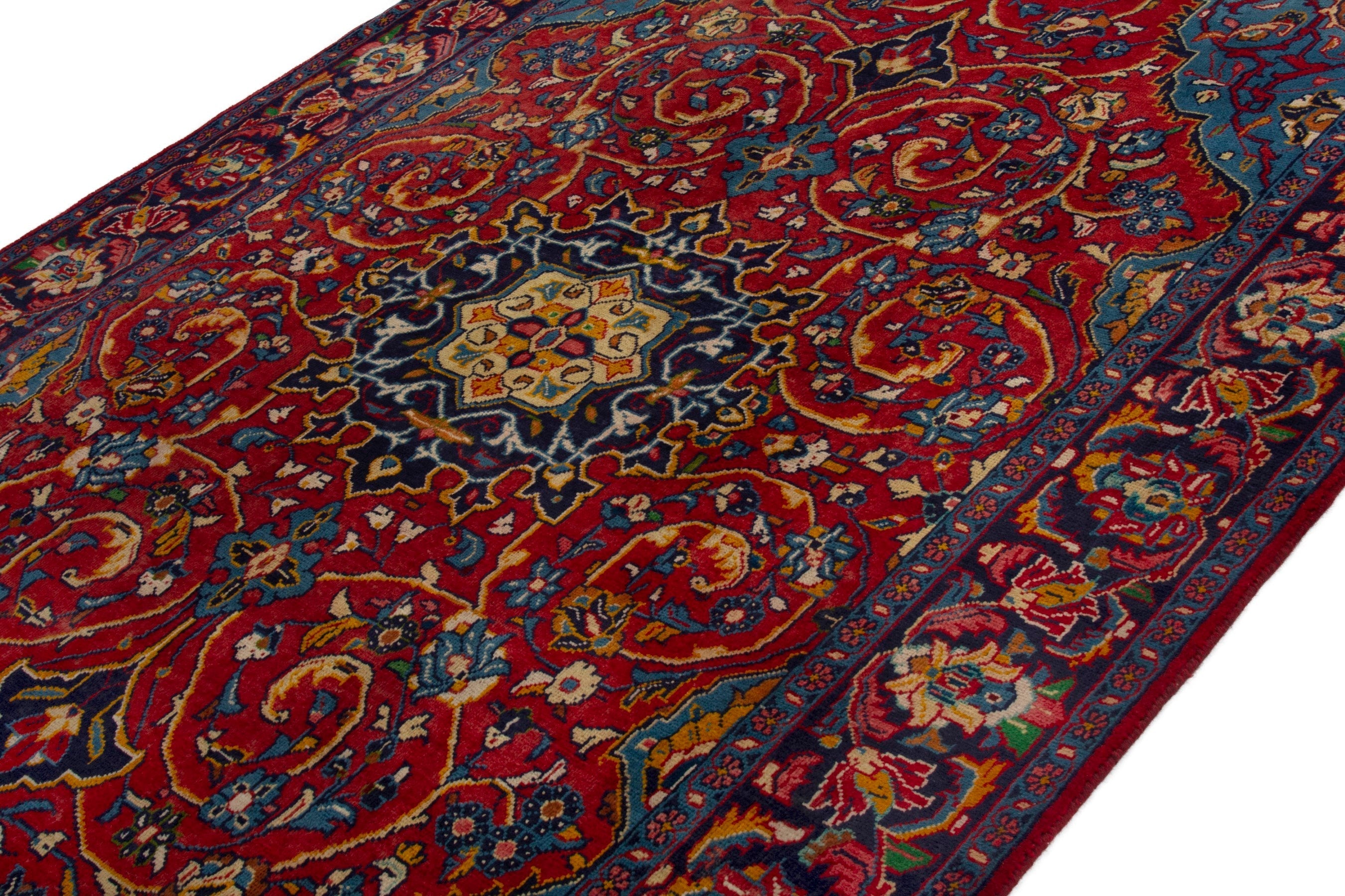 Persian Arak oversized rug in deep red and burgundy, view 8 of 20