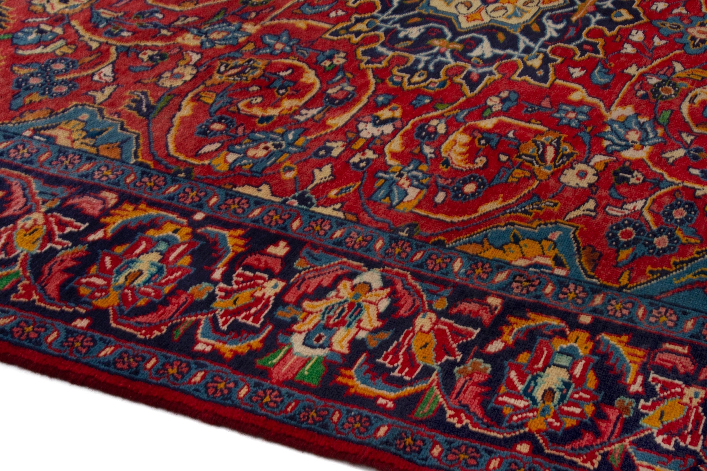 Persian Arak oversized rug in deep red and burgundy, view 5 of 20