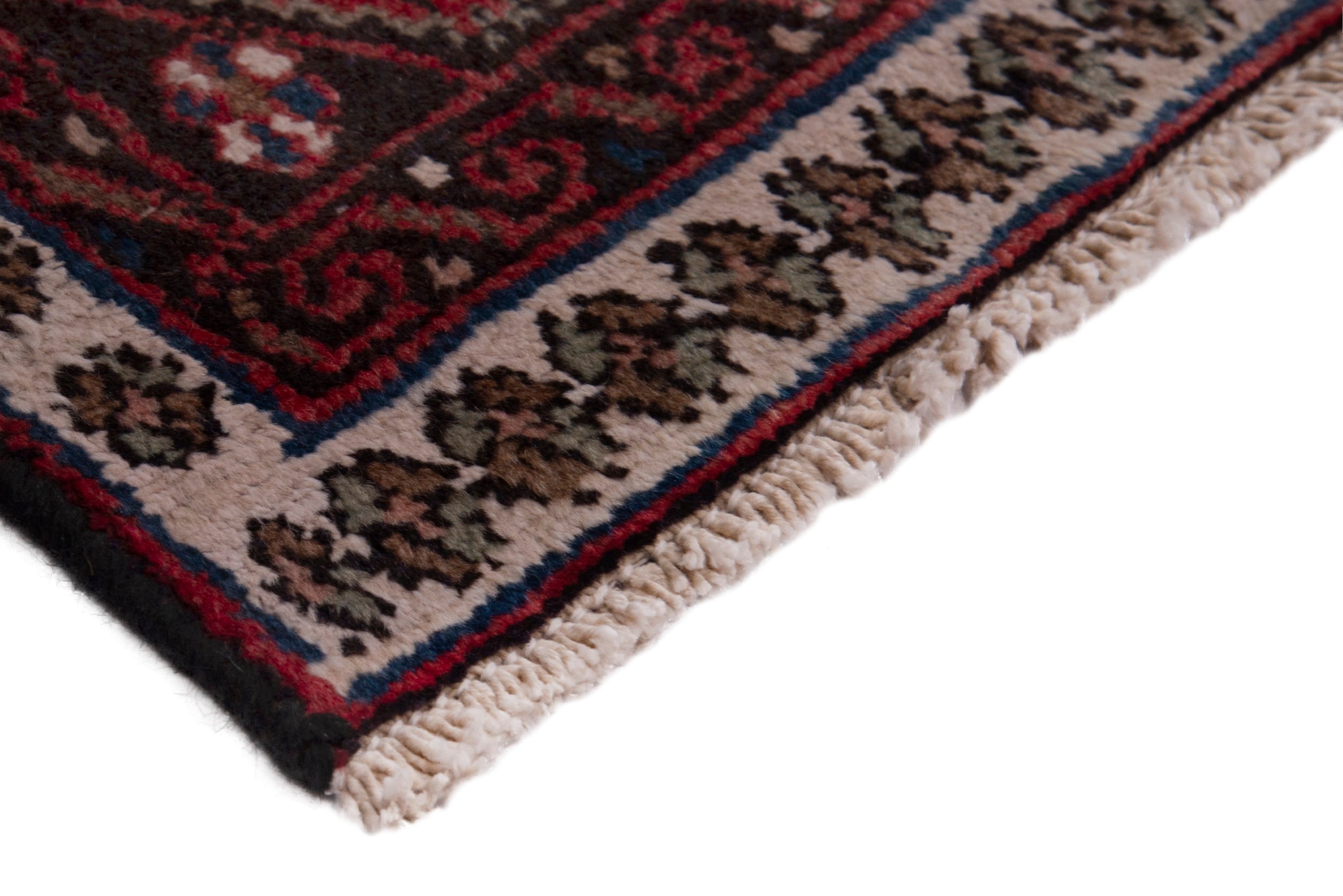 Persian Botteh accent rug in burgundy and off-white, view 5 of 7