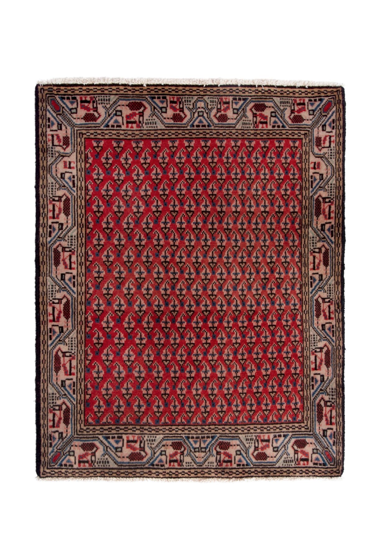 3755, Persian Botteh Mini Rug
