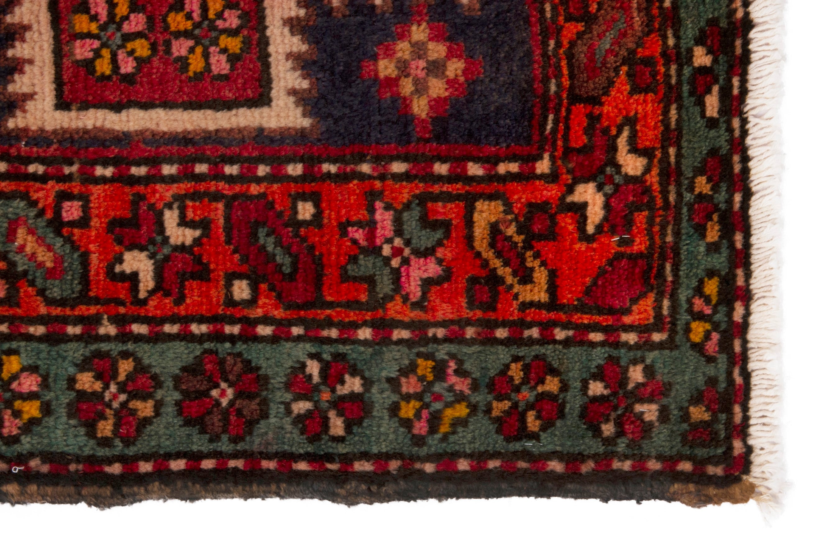 Persian Azerbaijan accent rug in deep red and burgundy, view 4 of 7