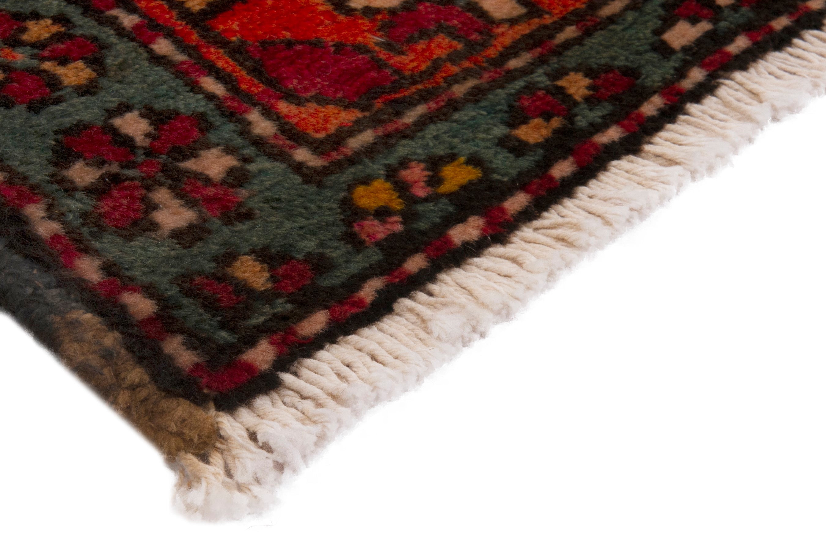 Persian Azerbaijan accent rug in deep red and burgundy, view 5 of 7