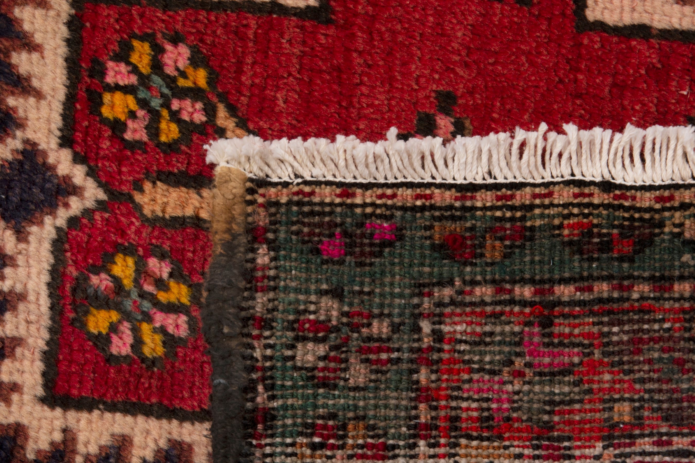 Persian Azerbaijan accent rug in deep red and burgundy, view 7 of 7
