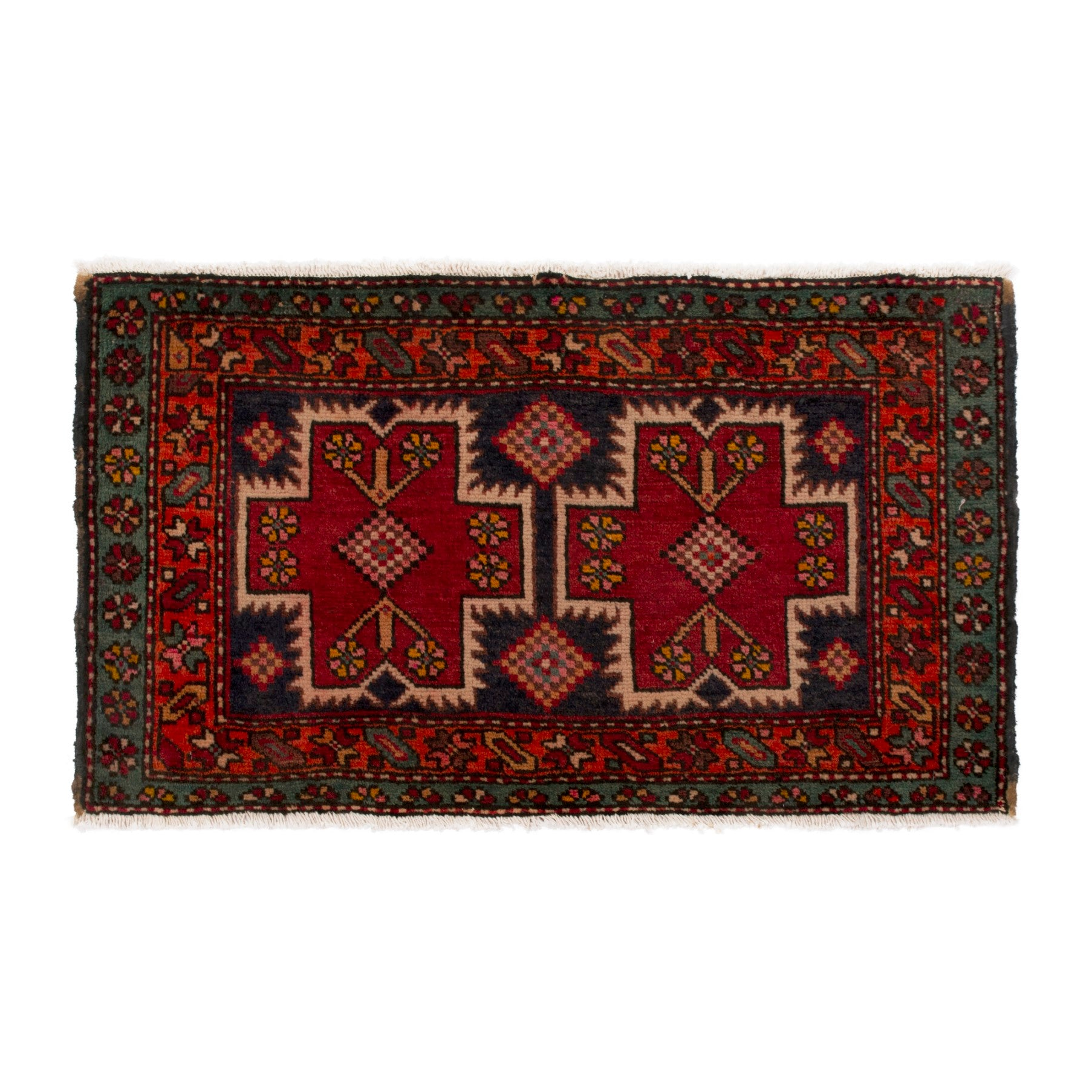 Persian Azerbaijan accent rug in deep red and burgundy, 3'5" x 2'