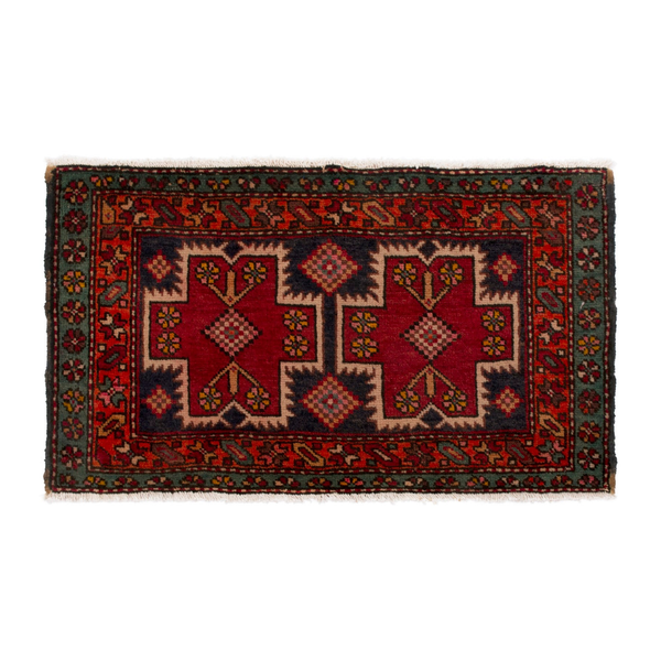 Persian Azerbaijan accent rug in deep red and burgundy, 3'5" x 2'