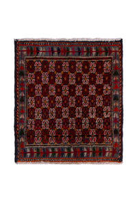Persian Shiraz accent rug in burgundy and cream, view 2 of 8