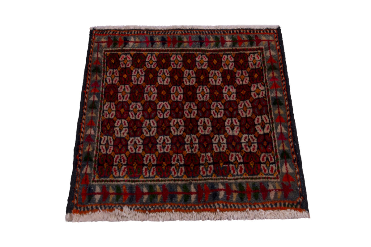 Persian Shiraz accent rug in burgundy and cream, view 3 of 8