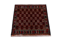 Persian Shiraz accent rug in burgundy and cream, view 3 of 8