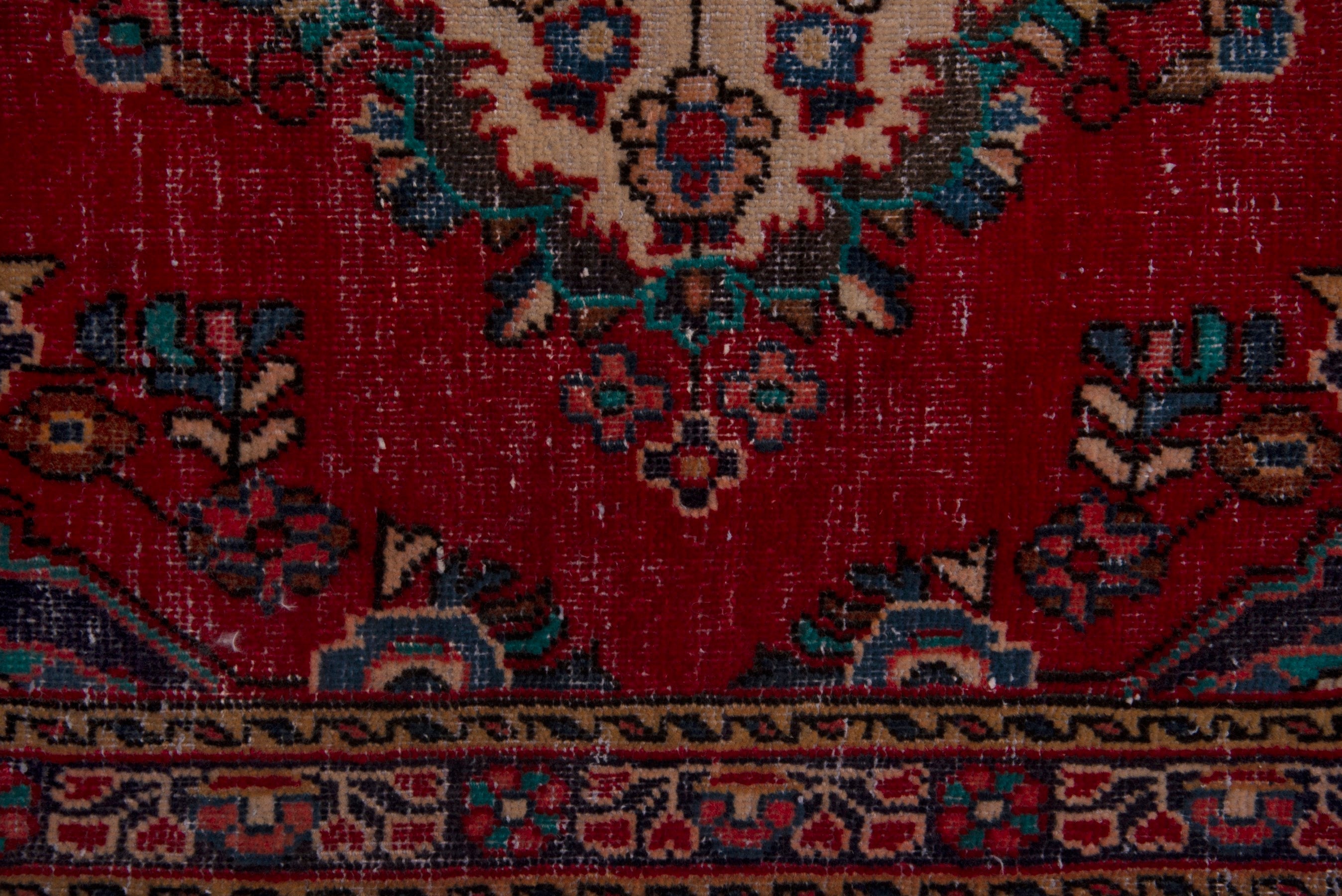 Persian Hamedan accent rug in deep red and burgundy, view 6 of 7