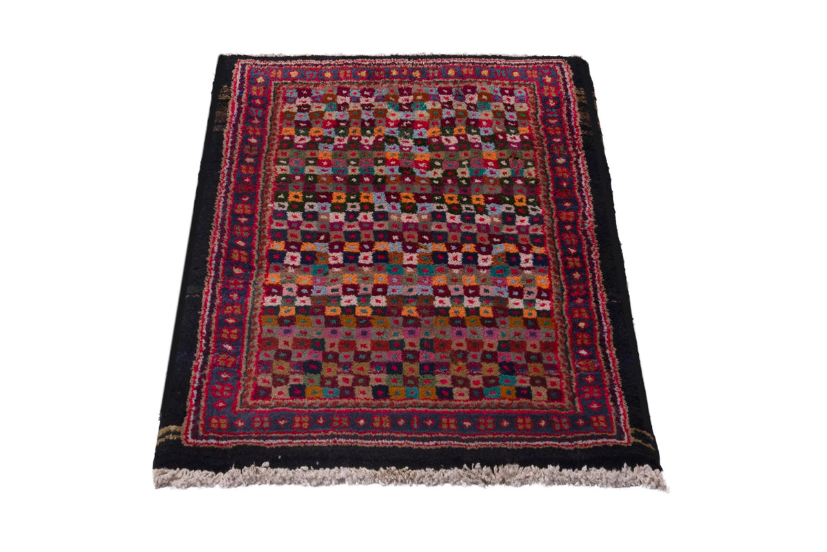 Persian Arak accent rug in burgundy and black, view 4 of 8