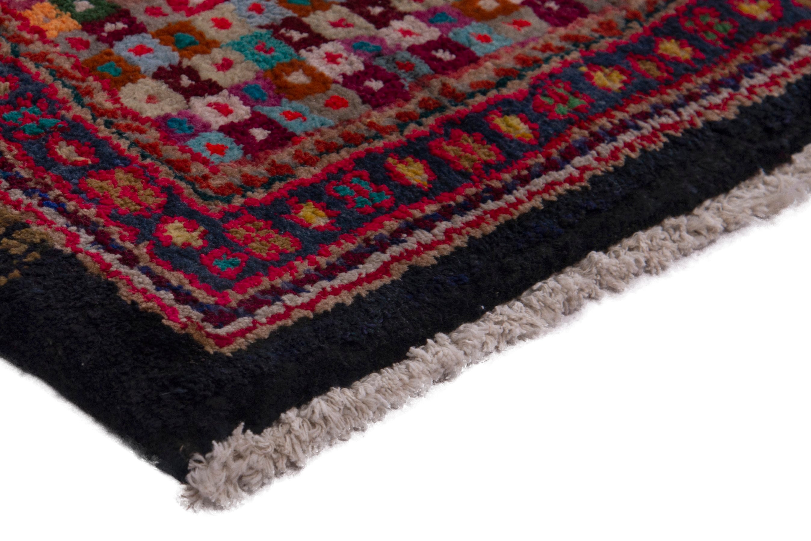 Persian Arak accent rug in burgundy and black, view 4 of 7