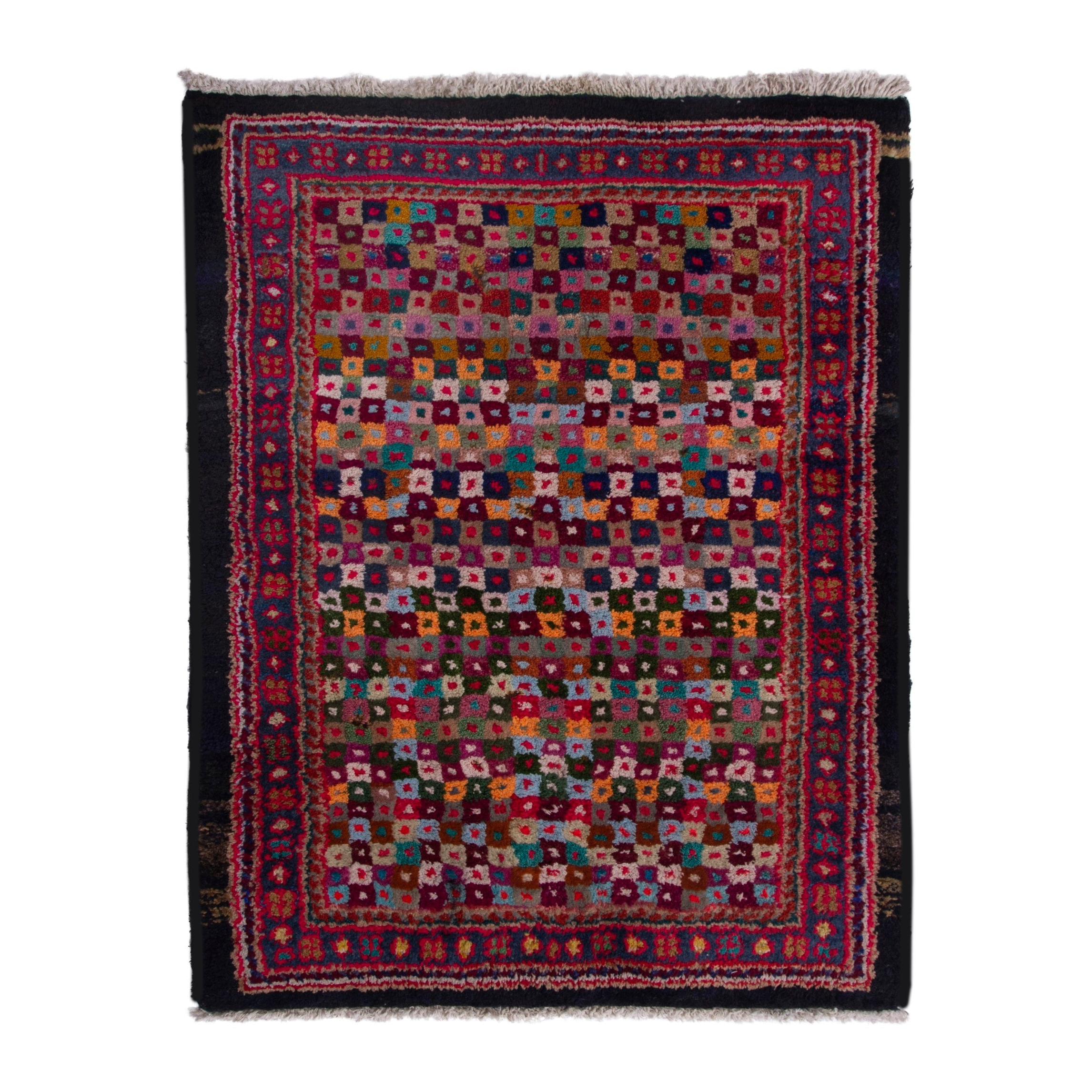 Persian Arak accent rug in burgundy and black, 1'10" x 2'5"