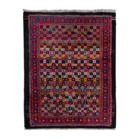 Persian Arak accent rug in burgundy and black, 1'10" x 2'5"