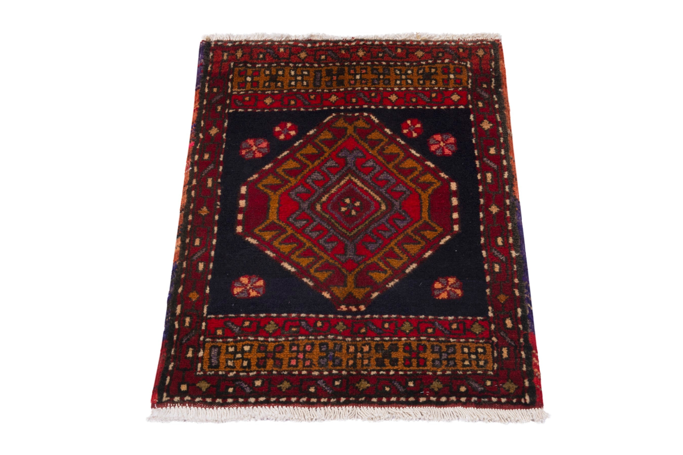 Persian Azerbaijan accent rug in burgundy and deep red, view 2 of 7