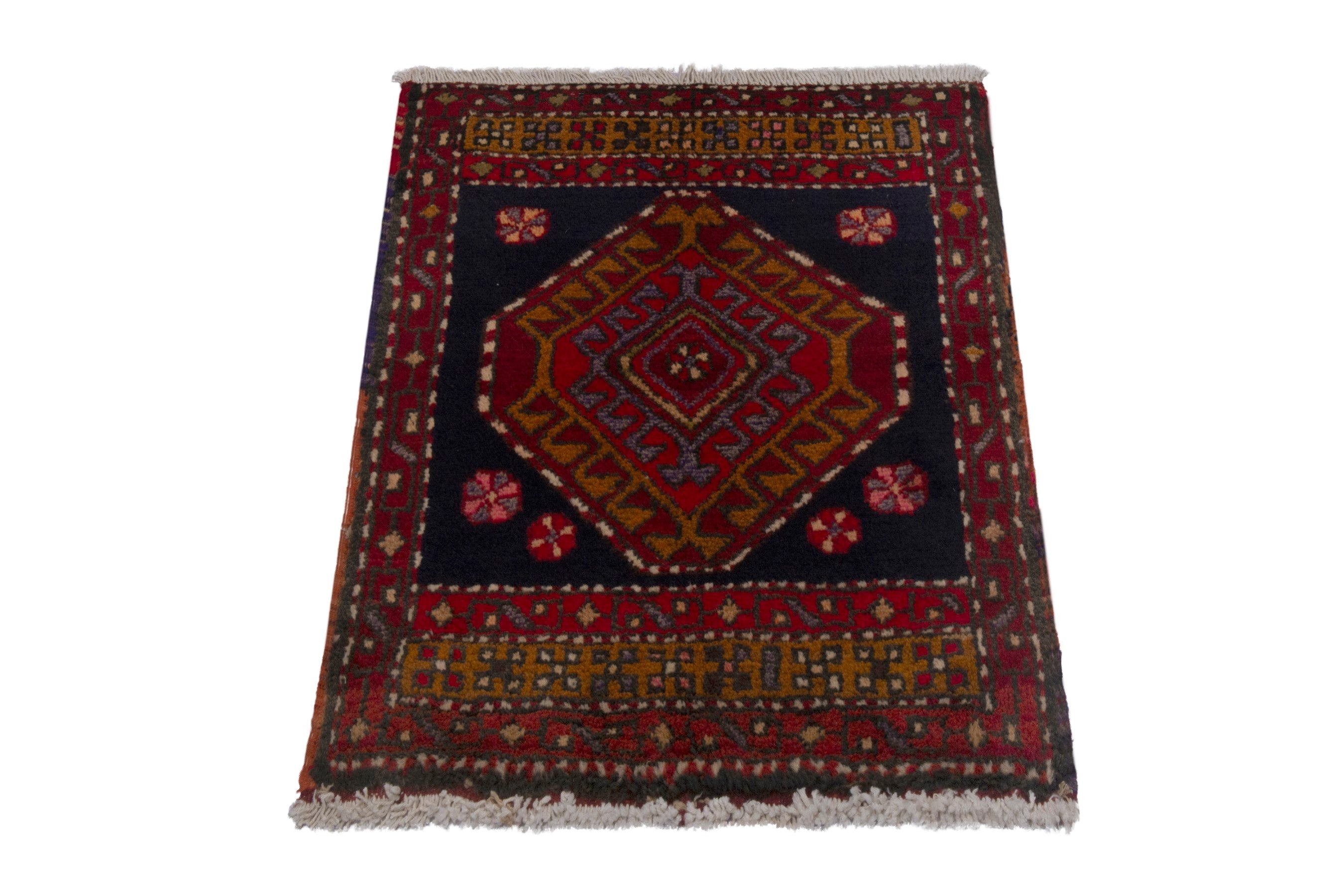 Persian Azerbaijan accent rug in burgundy and deep red, view 3 of 7
