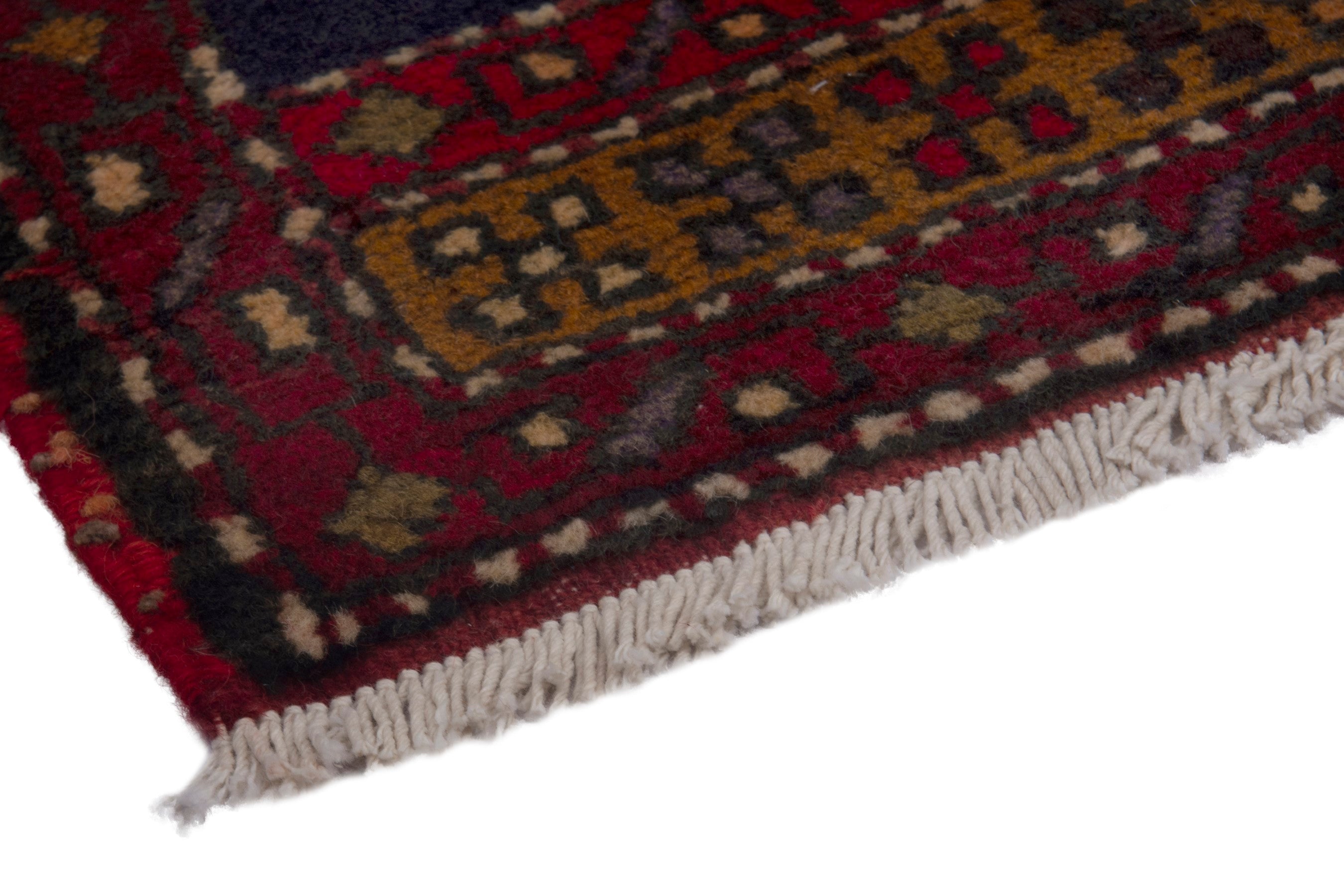 Persian Azerbaijan accent rug in burgundy and deep red, view 5 of 7