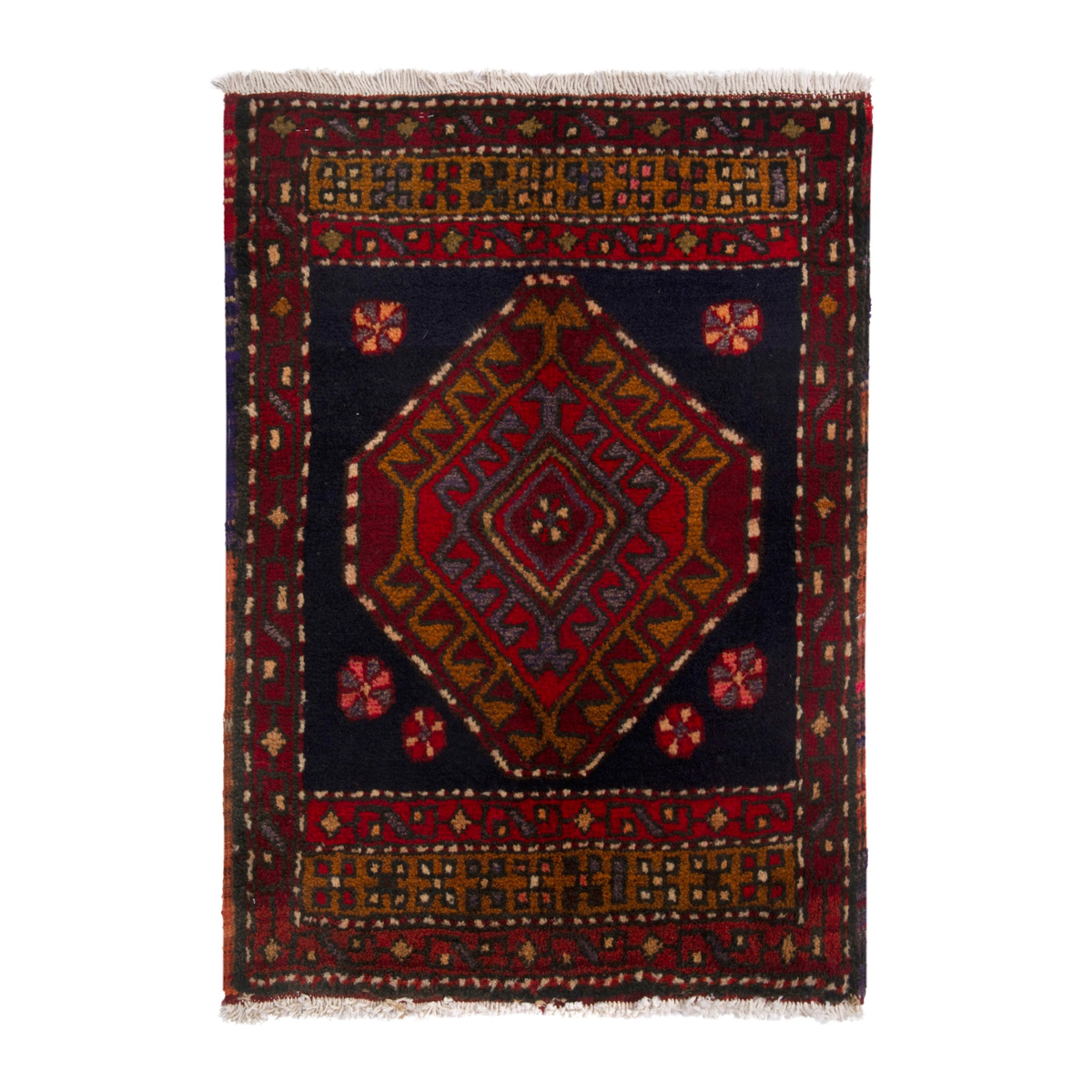 Persian Azerbaijan accent rug in burgundy and deep red, 1'7" x 2'