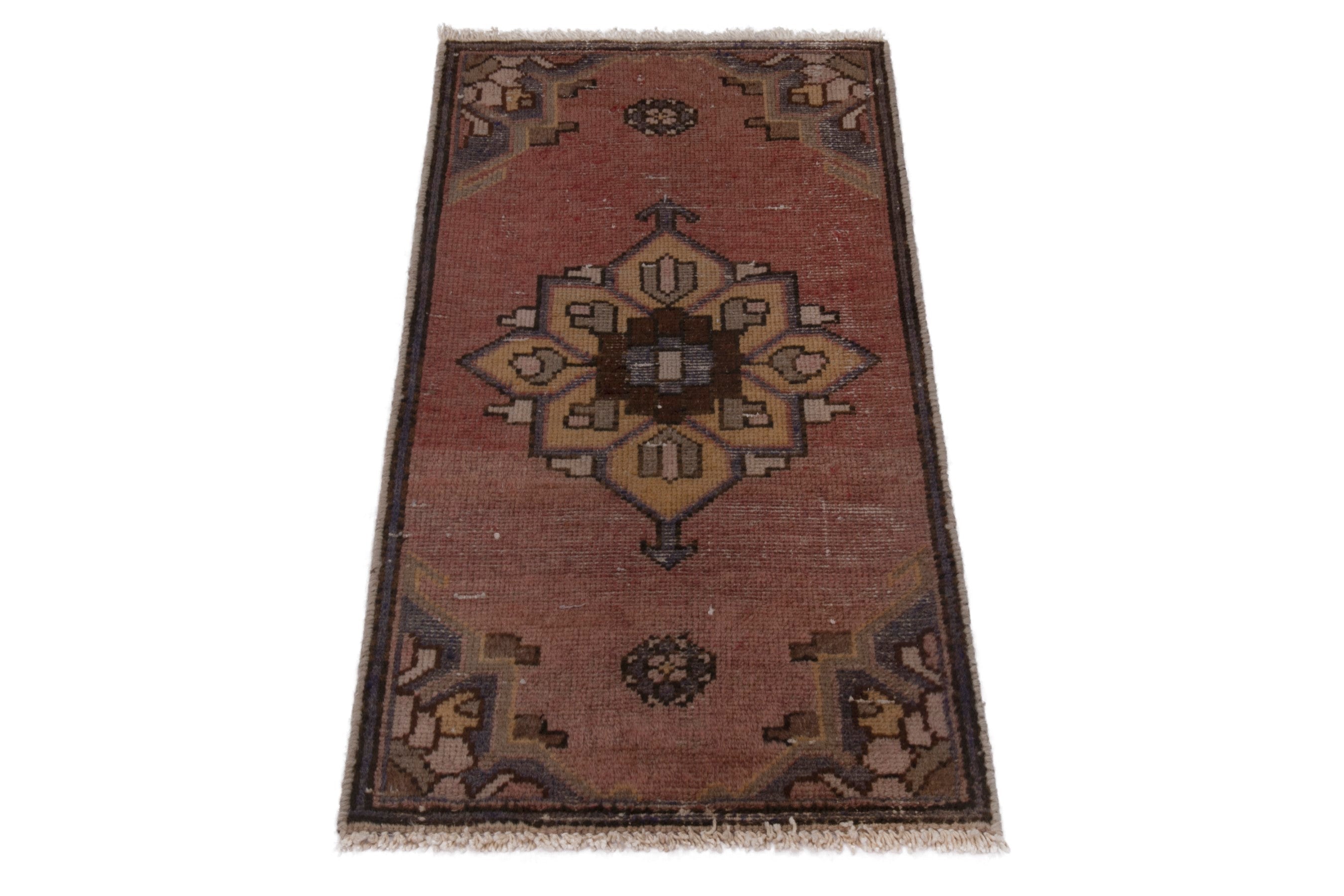 Persian Hamedan accent rug in rust and dark brown, view 2 of 7