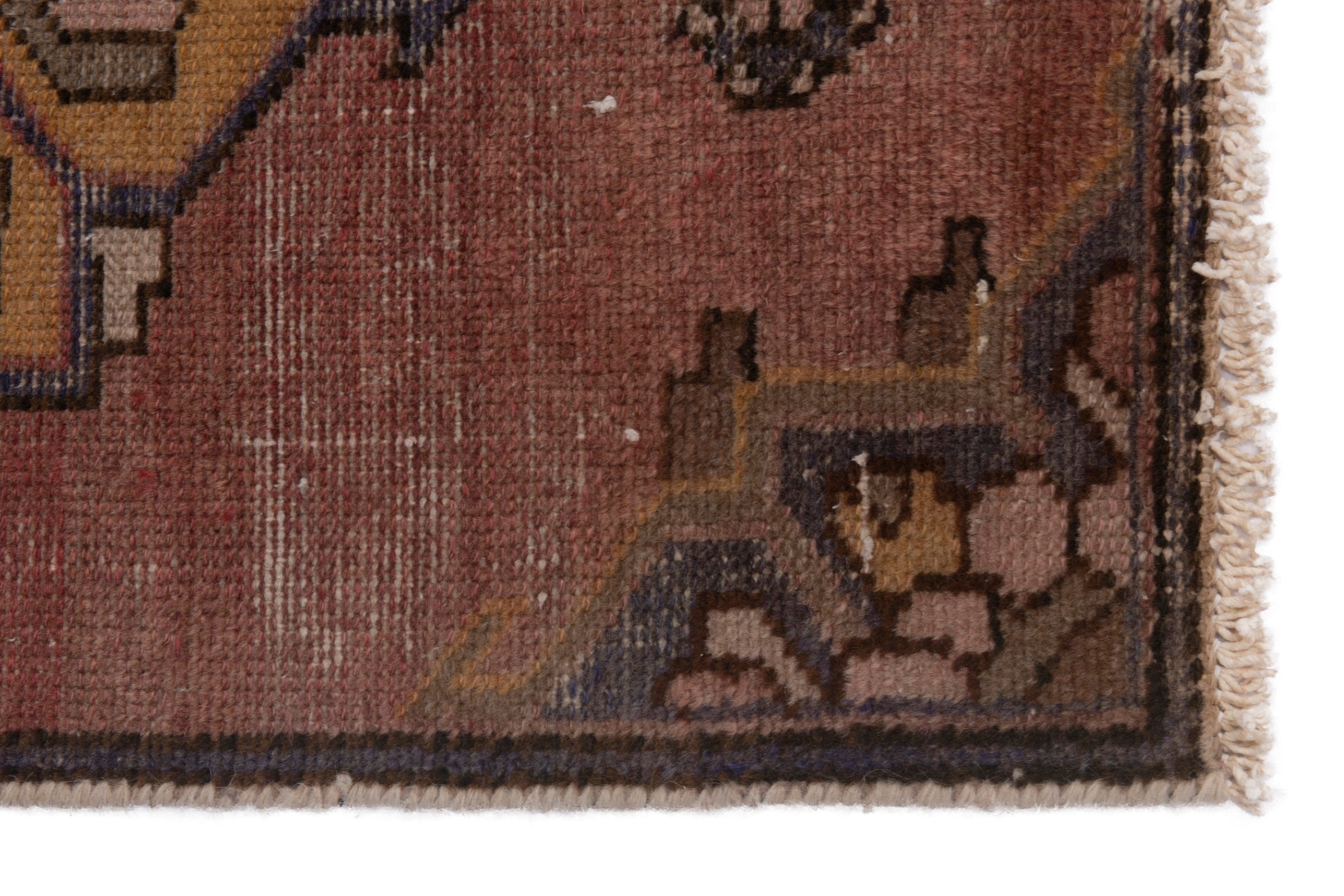 Persian Hamedan accent rug in rust and dark brown, view 4 of 7