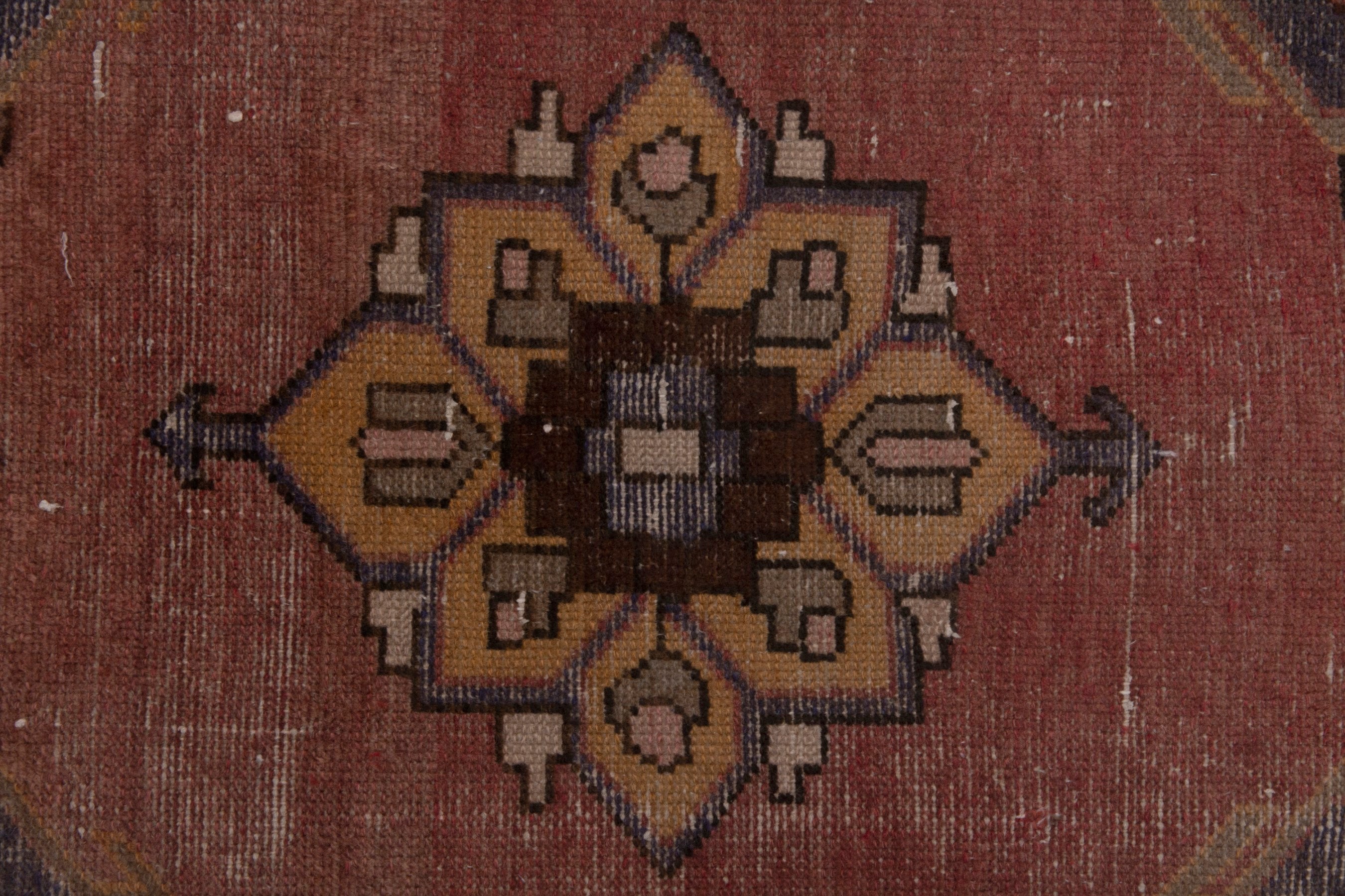 Persian Hamedan accent rug in rust and dark brown, view 6 of 7