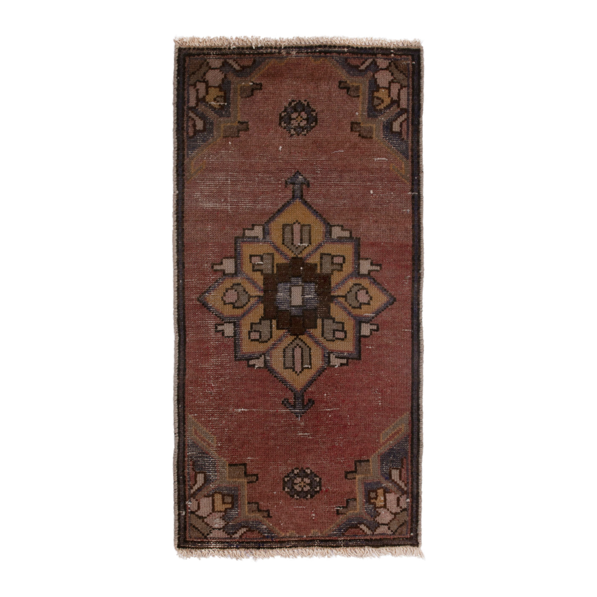 Persian Hamedan accent rug in rust and dark brown, 1'6" x 2'9"