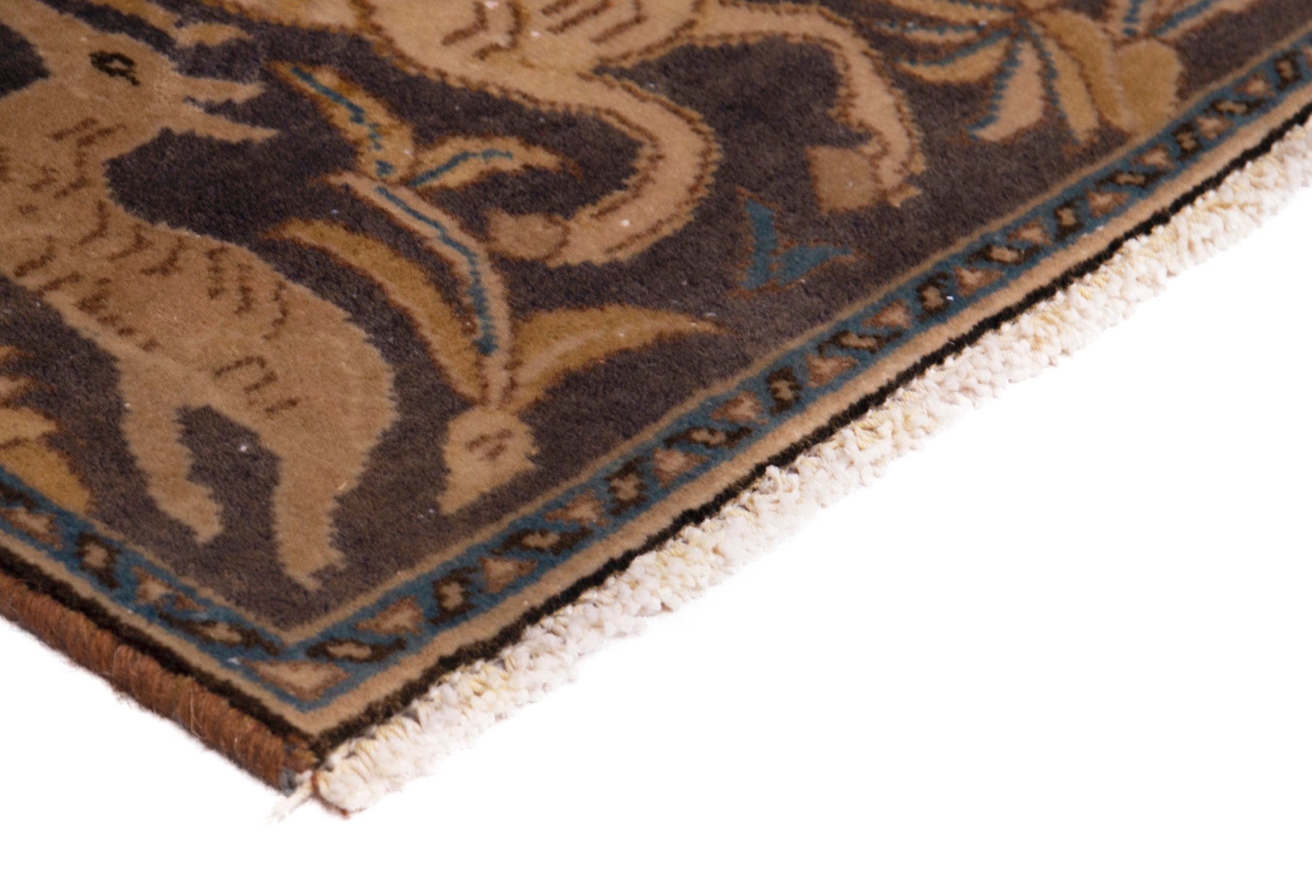 Persian Shahreza accent rug in navy and cream, view 5 of 7