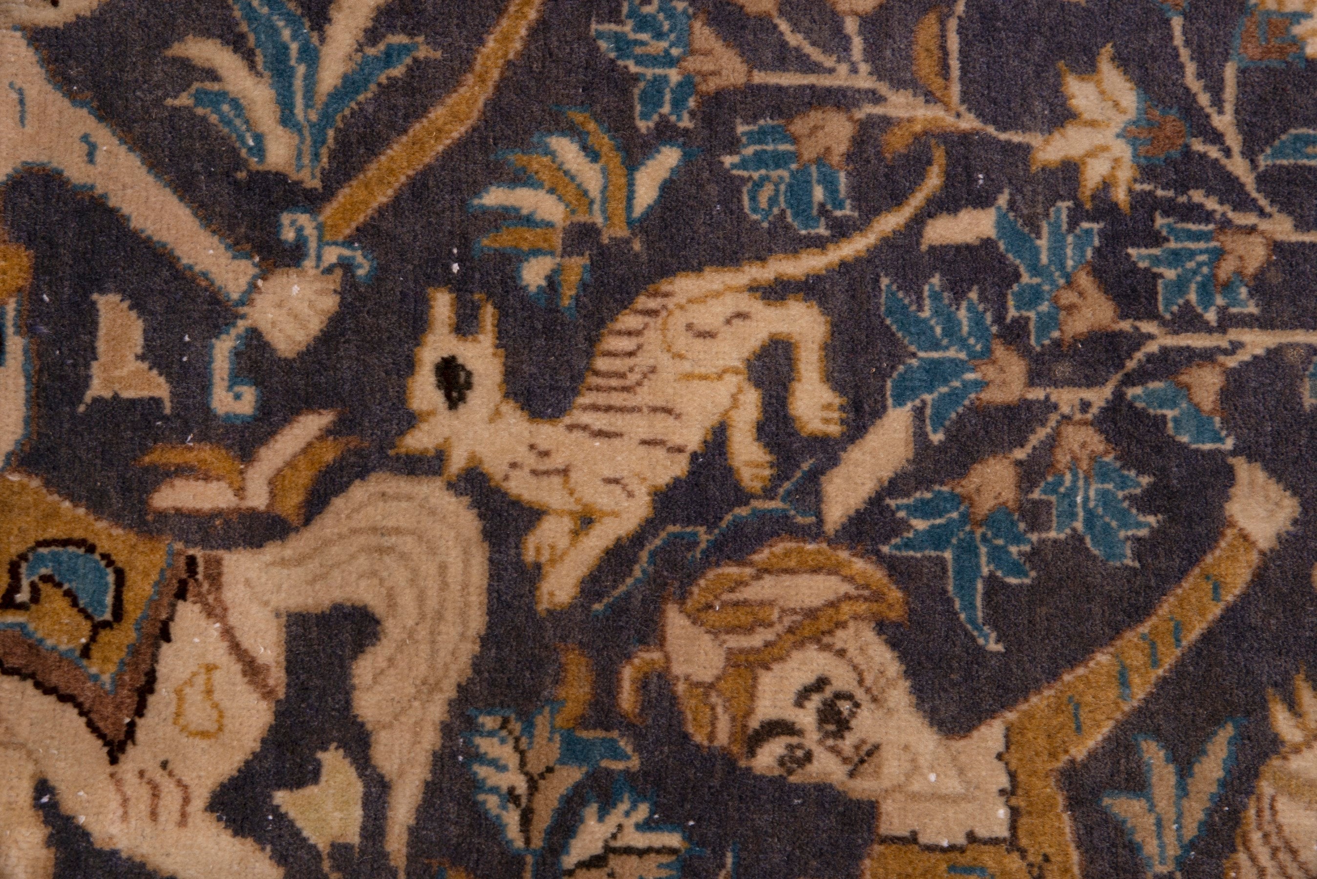Persian Shahreza accent rug in navy and cream, view 6 of 7