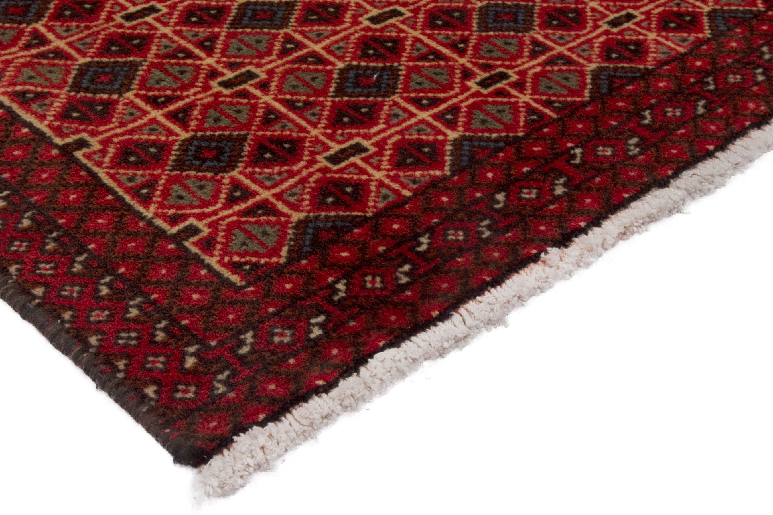 Persian Torkaman accent rug in deep red and terracotta, view 5 of 7