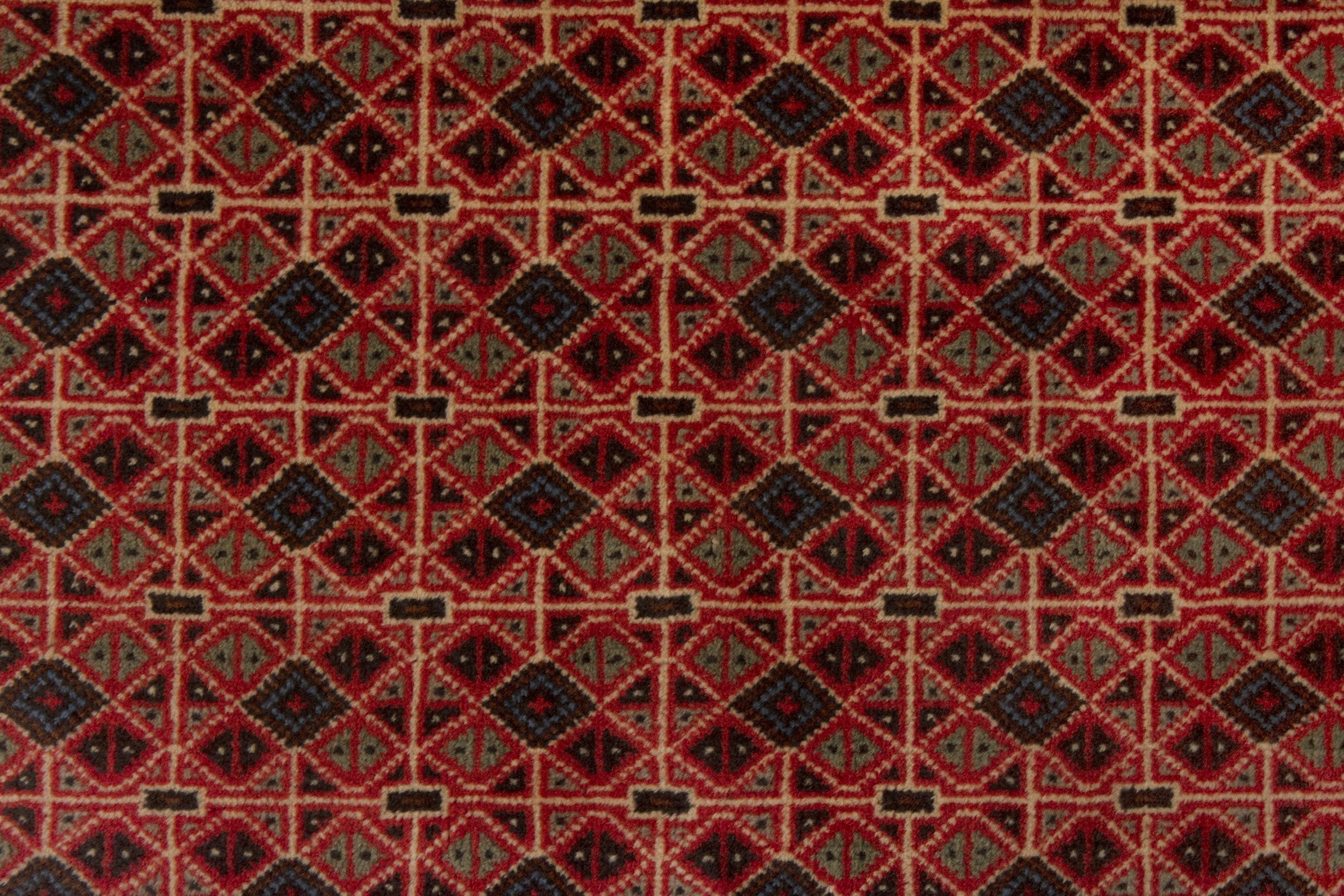 Persian Torkaman accent rug in deep red and terracotta, view 6 of 7