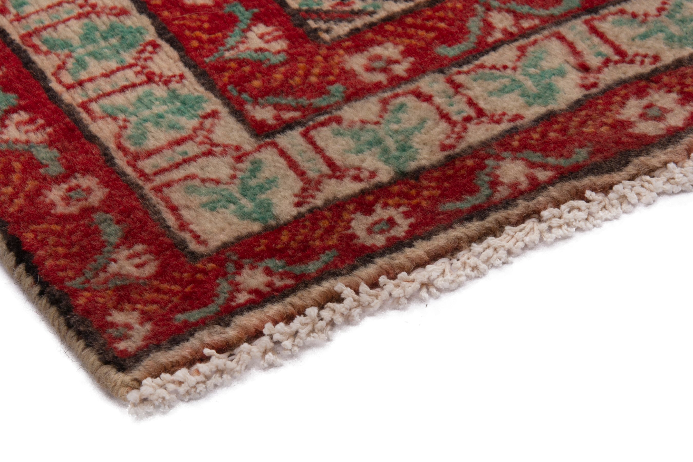 Persian Torkaman accent rug in deep red and burgundy, view 5 of 7