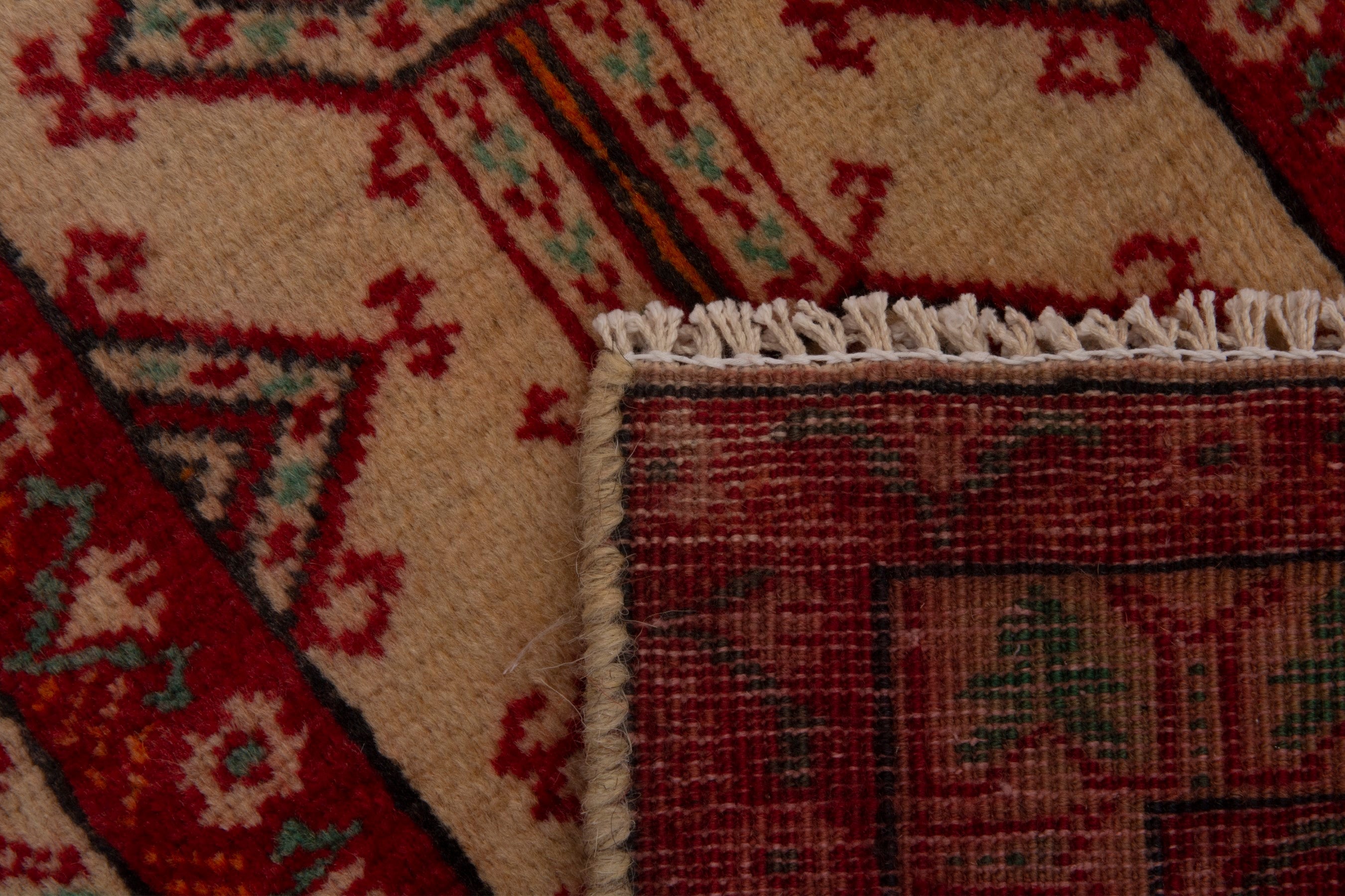 Persian Torkaman accent rug in deep red and burgundy, view 7 of 7