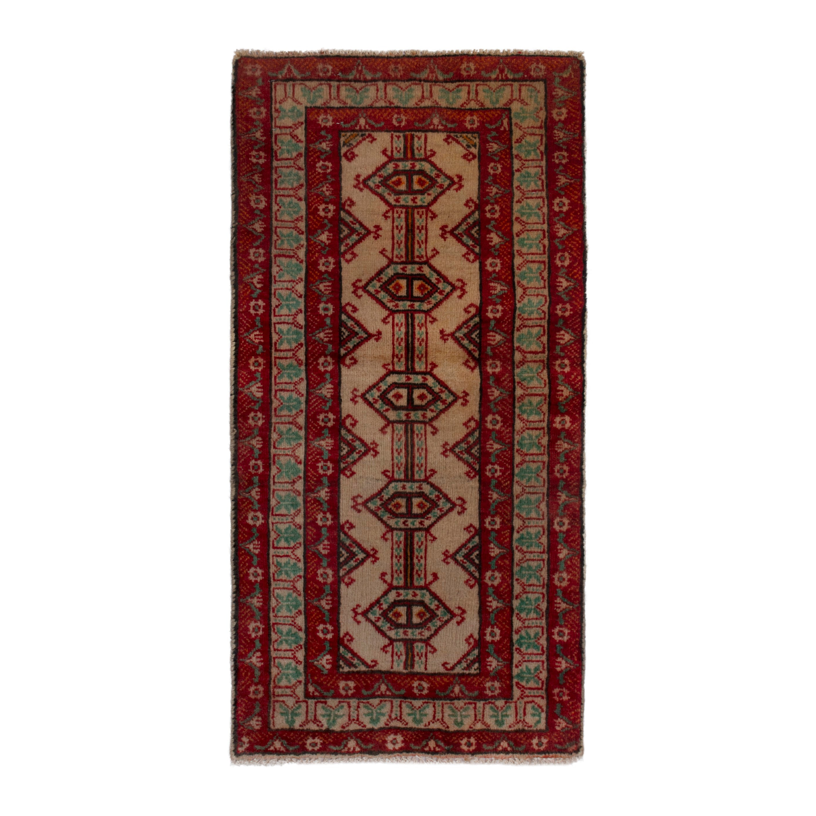 Persian Torkaman accent rug in deep red and burgundy, 1'6" x 2'11"