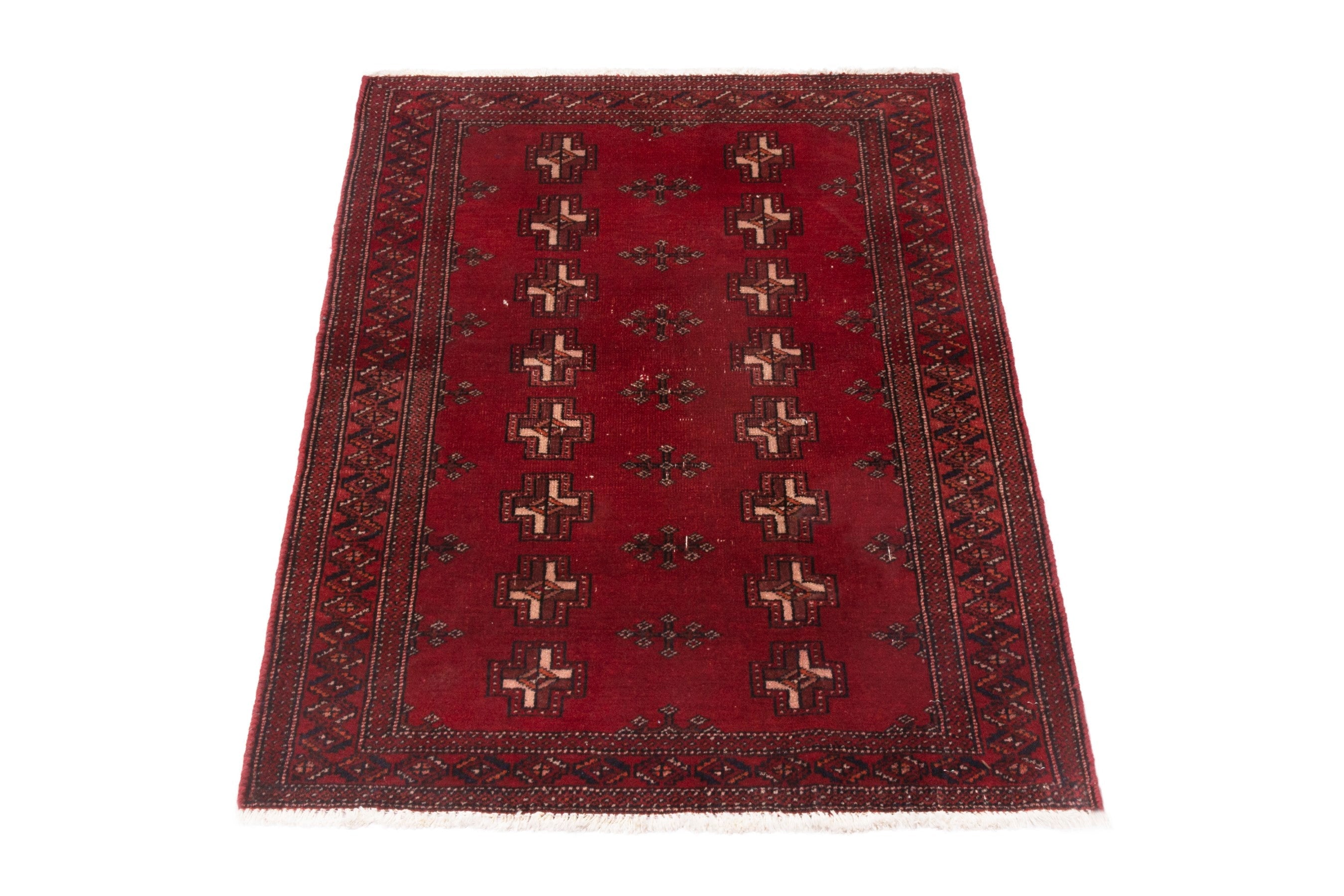 Persian Baluch accent rug in burgundy and deep red, view 2 of 7