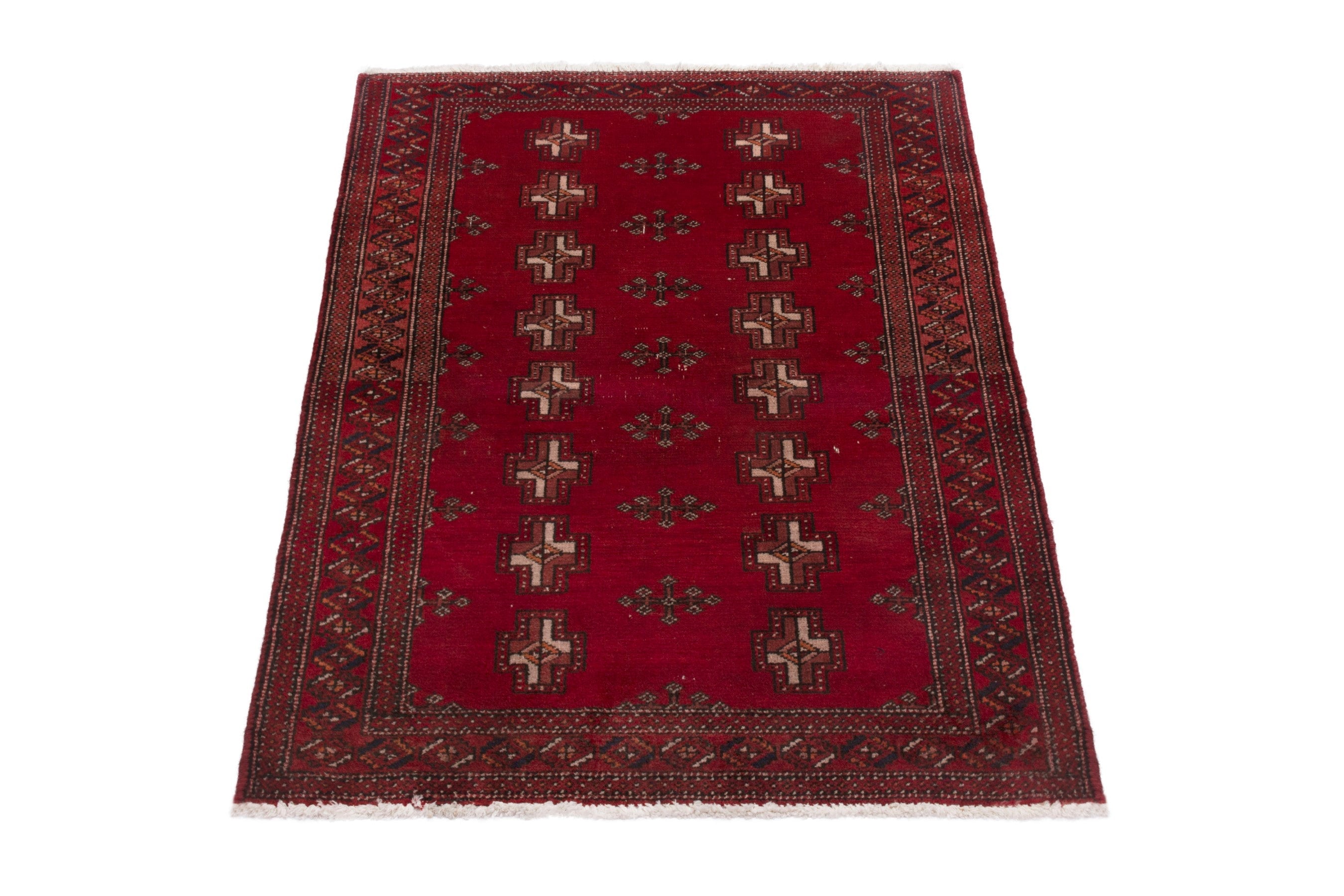 Persian Baluch accent rug in burgundy and deep red, view 3 of 7