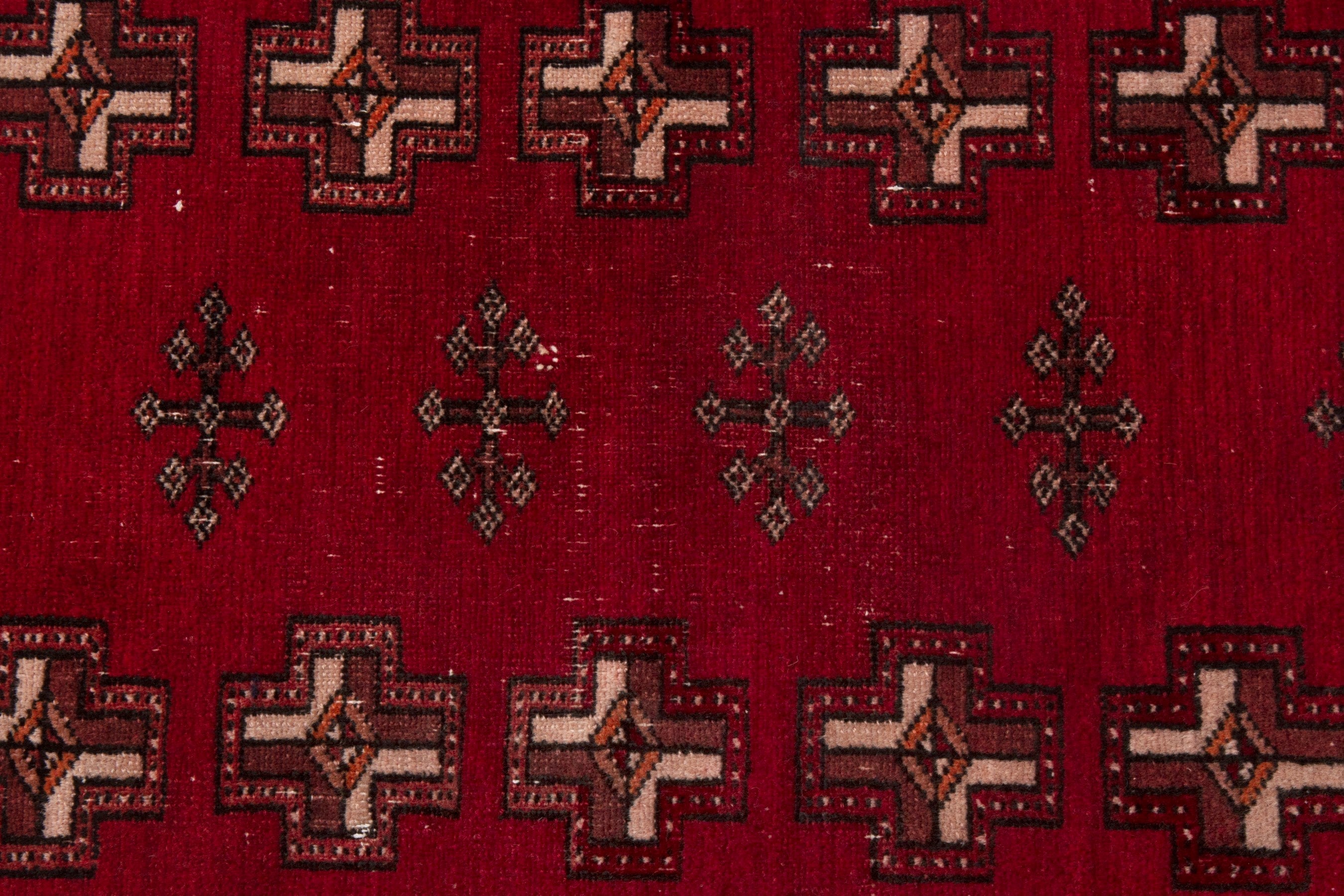 Persian Baluch accent rug in burgundy and deep red, view 6 of 7