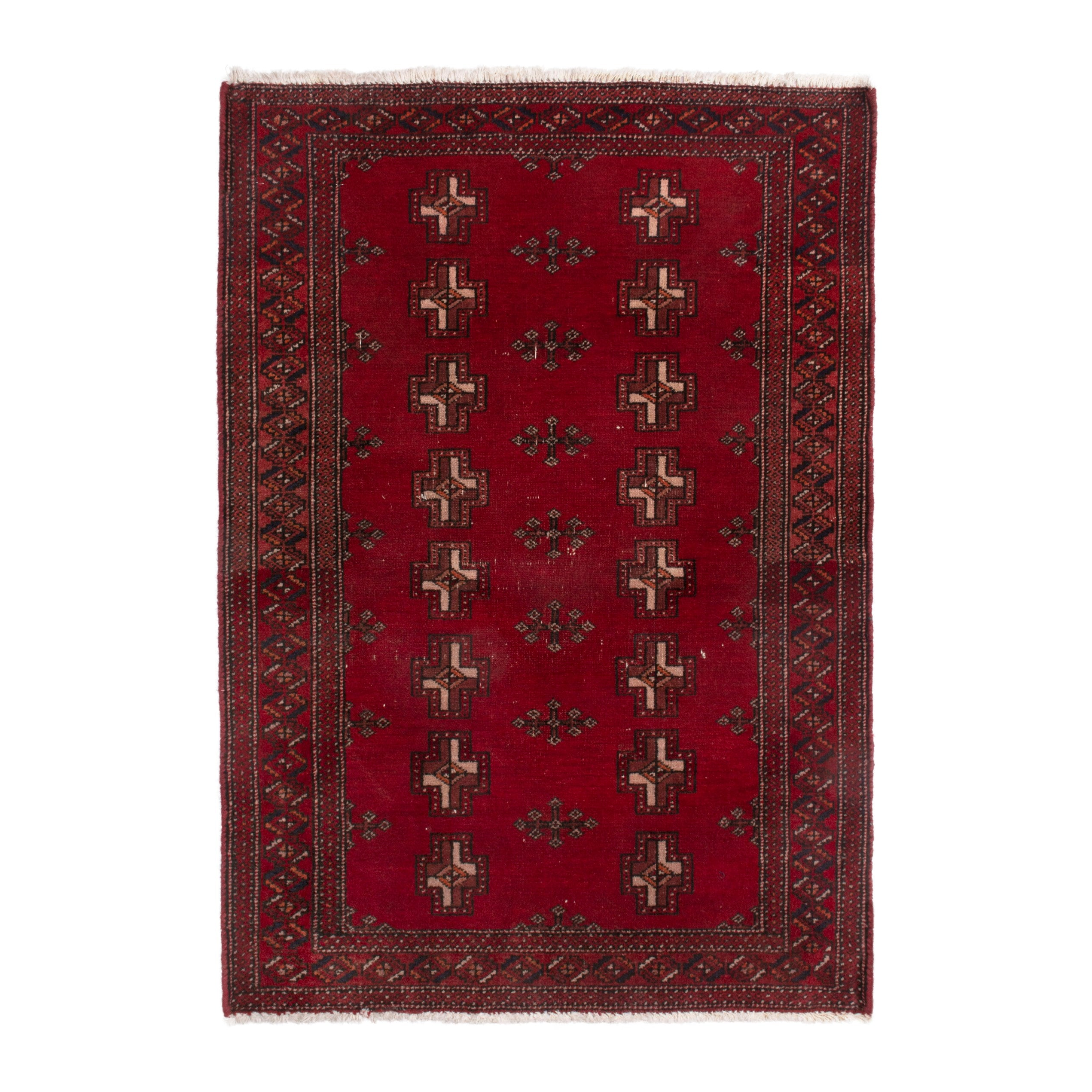 Persian Baluch accent rug in burgundy and deep red, 2'6" x 3'5"