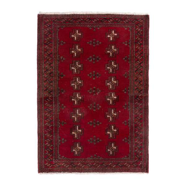 Persian Baluch accent rug in burgundy and deep red, 2'6" x 3'5"