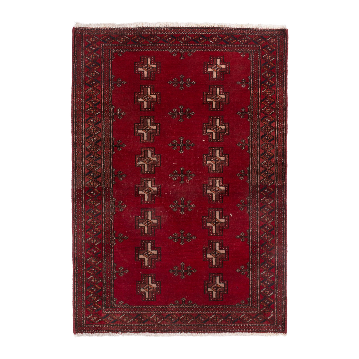 Persian Baluch accent rug in burgundy and deep red, 2'6" x 3'5"