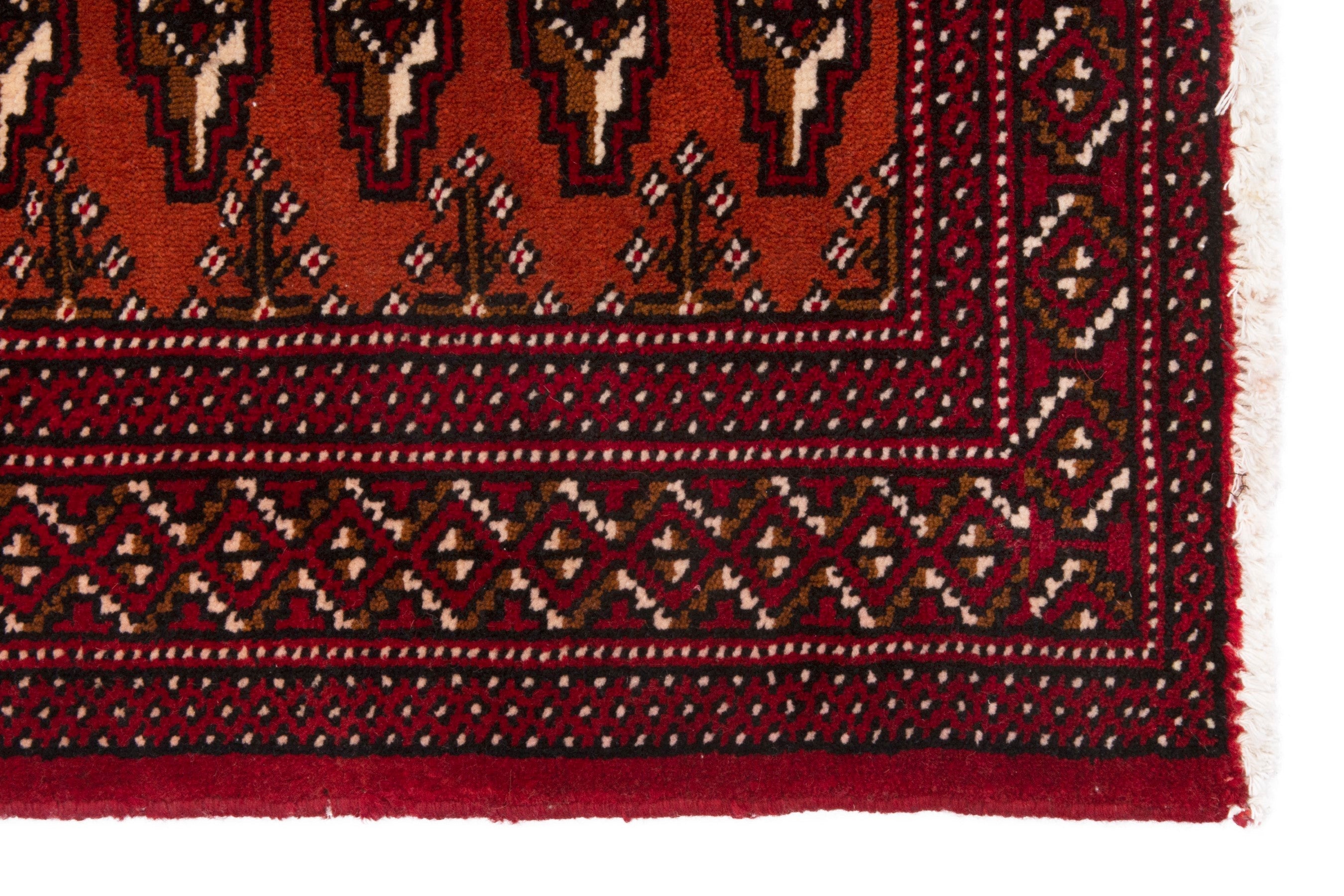 Persian Torkaman accent rug in burgundy and deep red, view 4 of 7