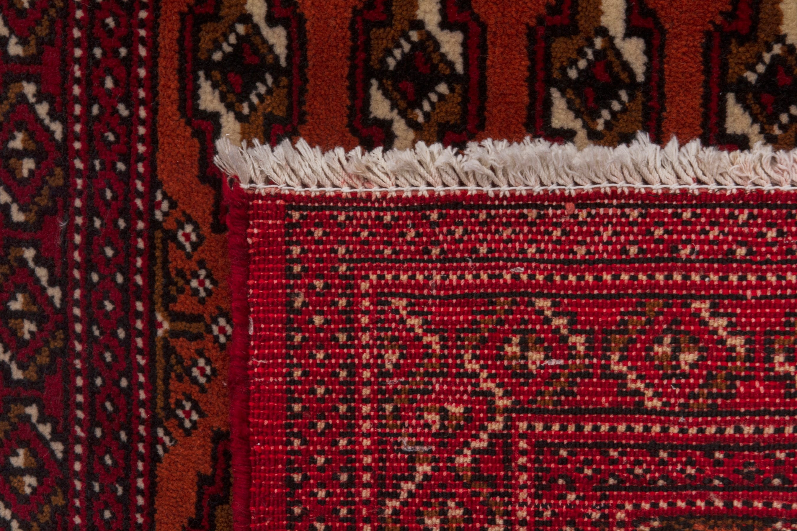 Persian Torkaman accent rug in burgundy and deep red, view 7 of 7