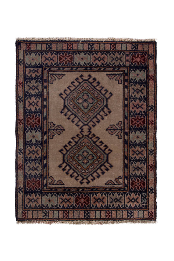 3783, Persian Torkaman Mini Rug
